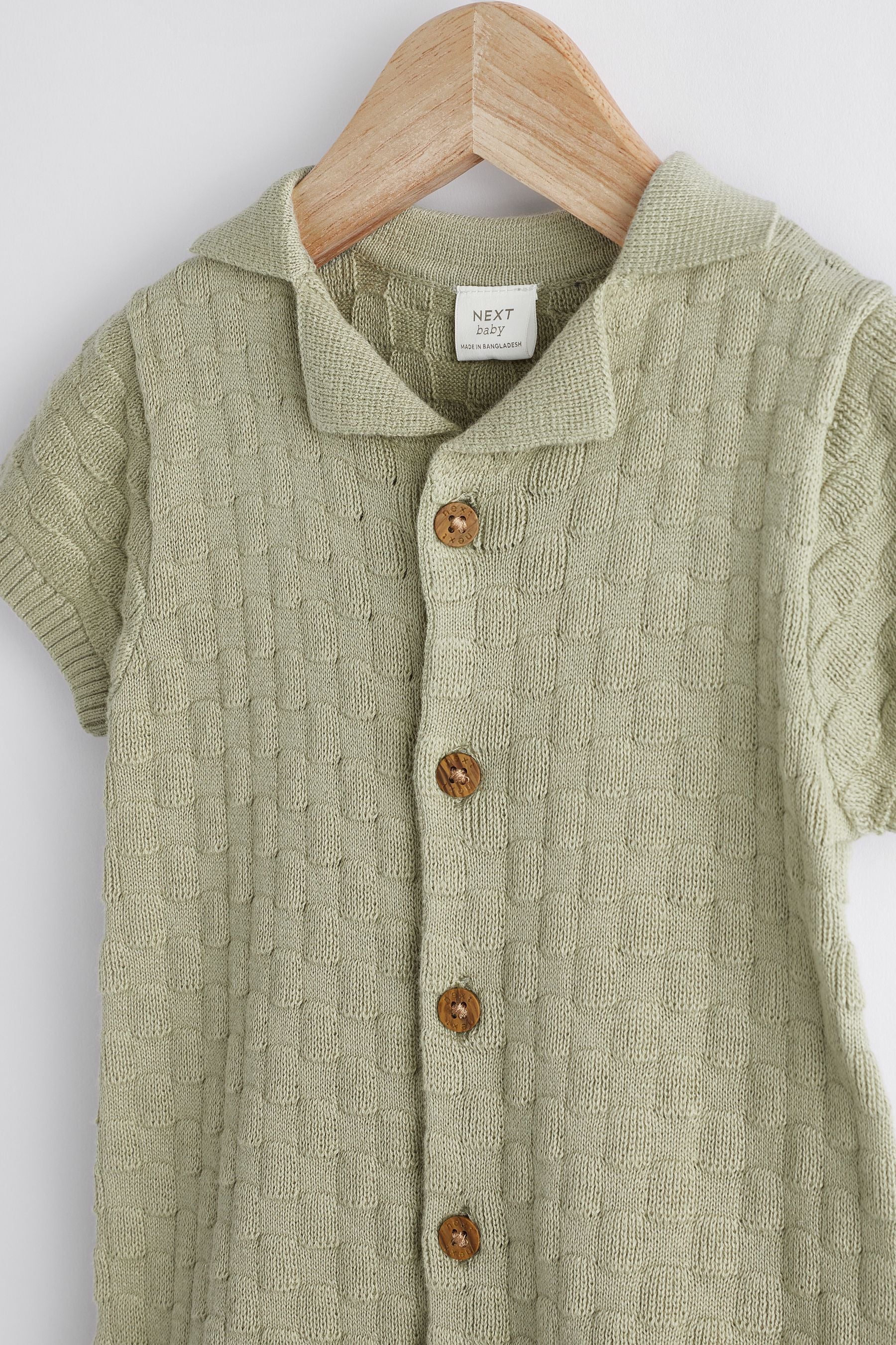 Sage Green Baby Knitted Romper (0mths-2yrs)