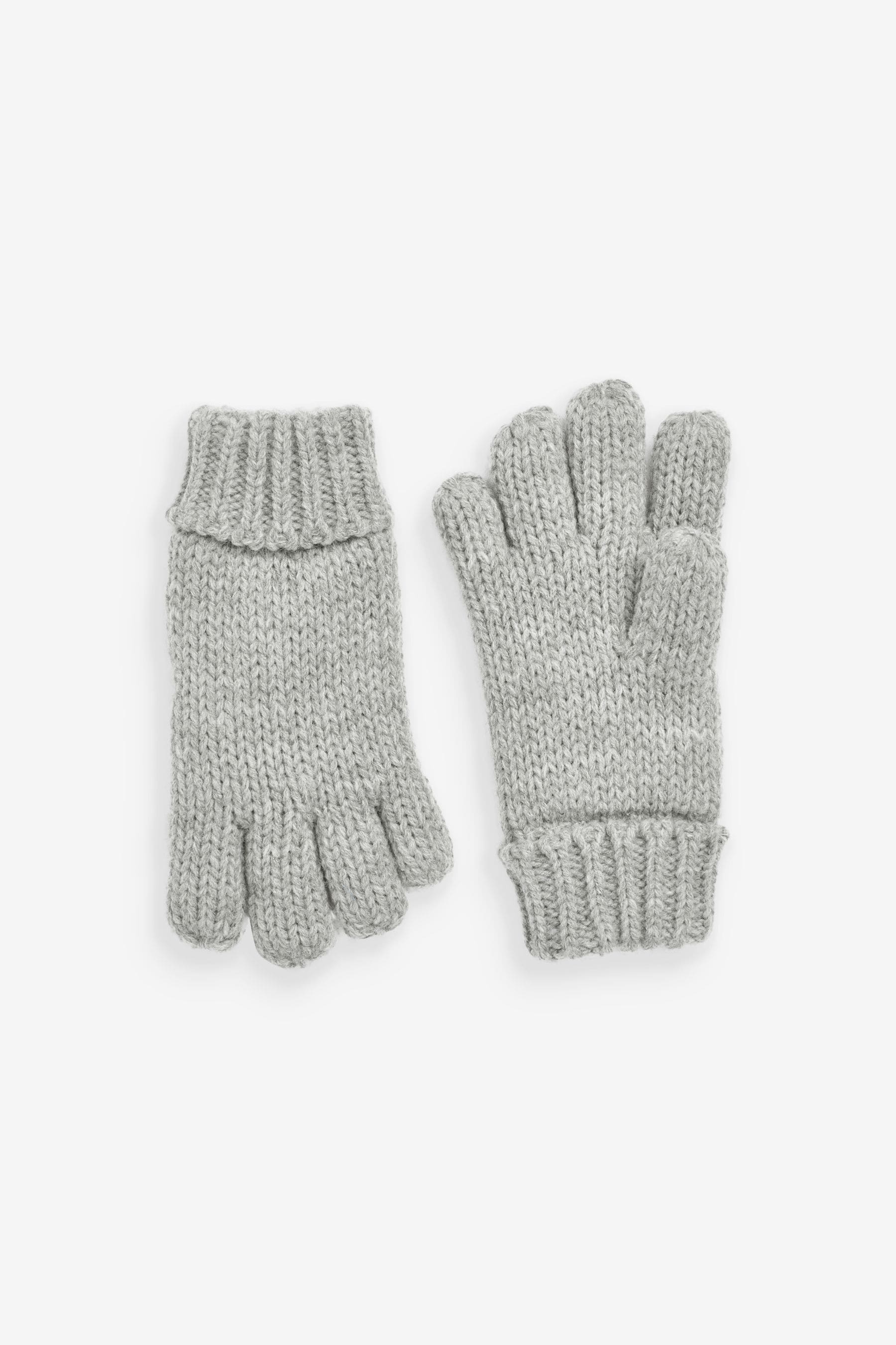 Grey Knitted Hat, Gloves and Scarf 3 Piece Set (3-16yrs)