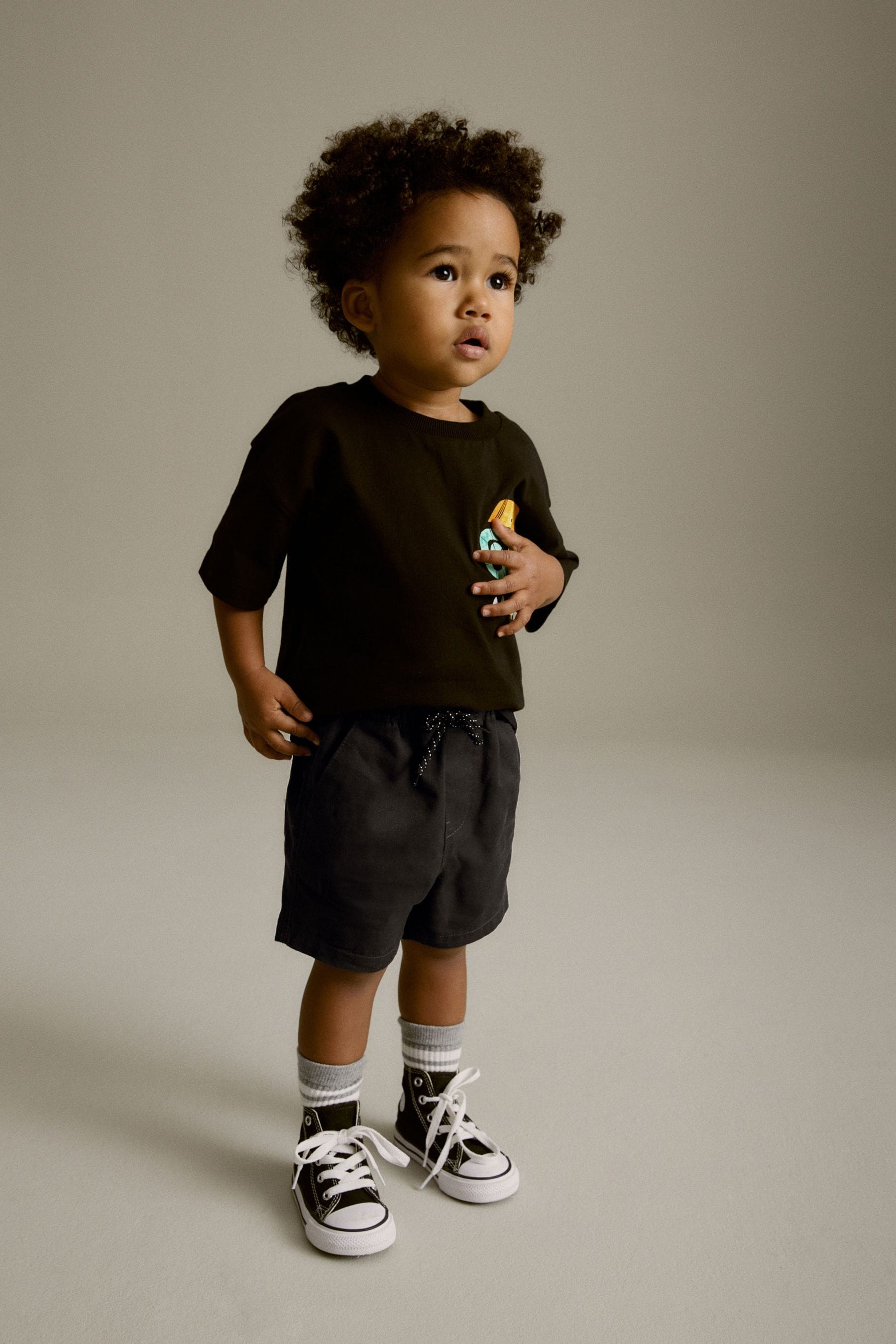 Black 100% Cotton Pull-On Shorts (3mths-7yrs)