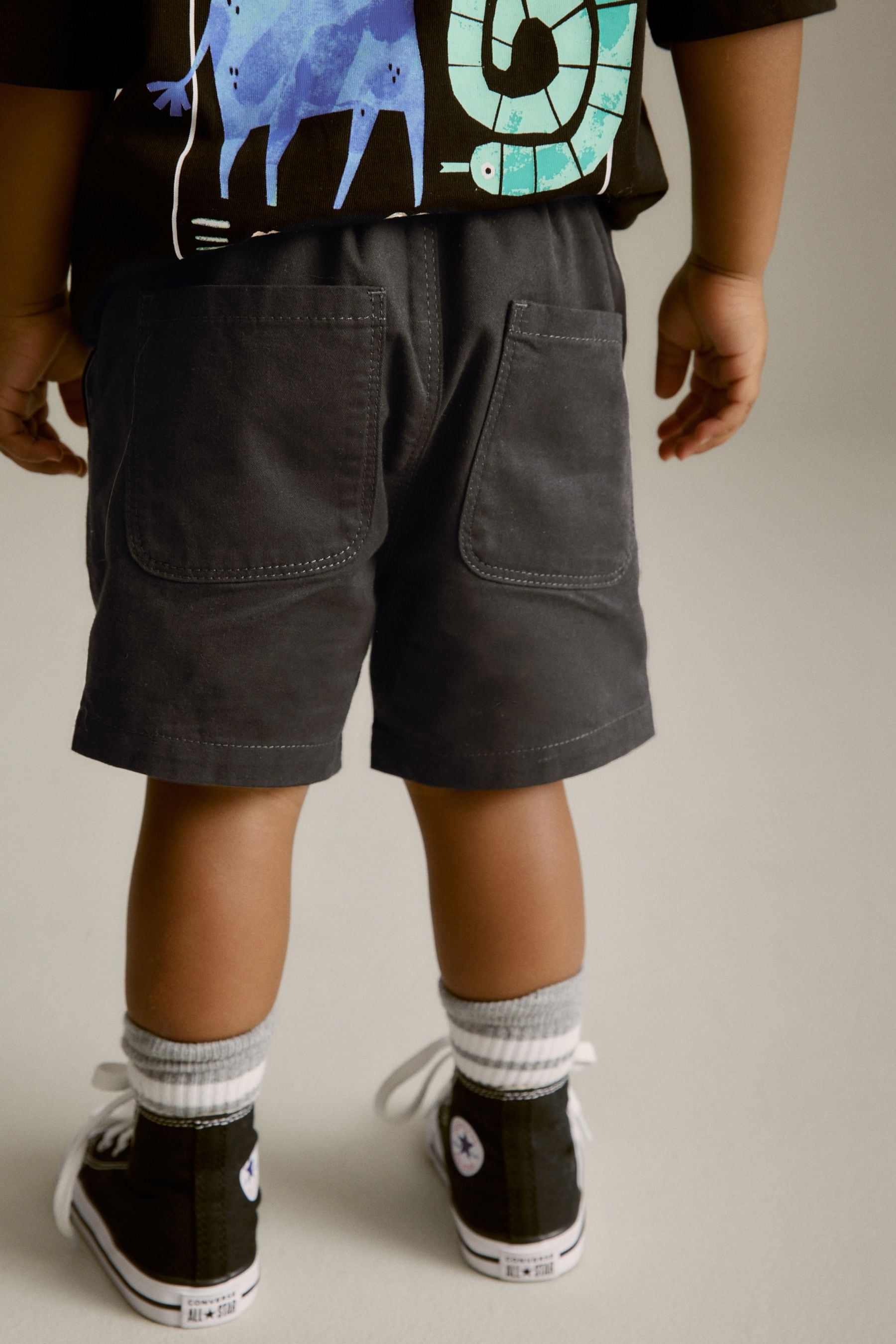 Black 100% Cotton Pull-On Shorts (3mths-7yrs)