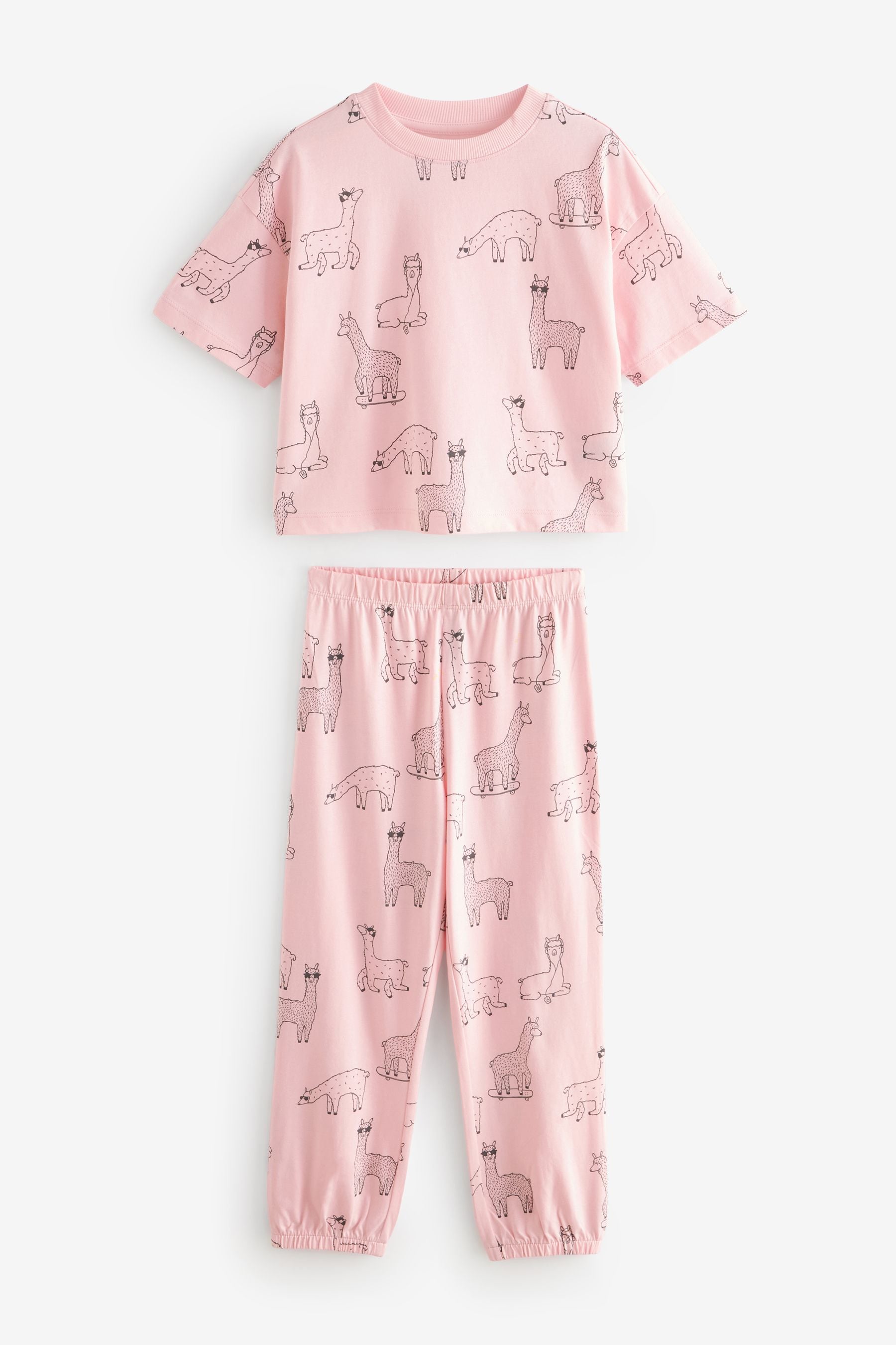 Pink/Grey Llama Joggers Pyjamas 3 Pack (3-16yrs)