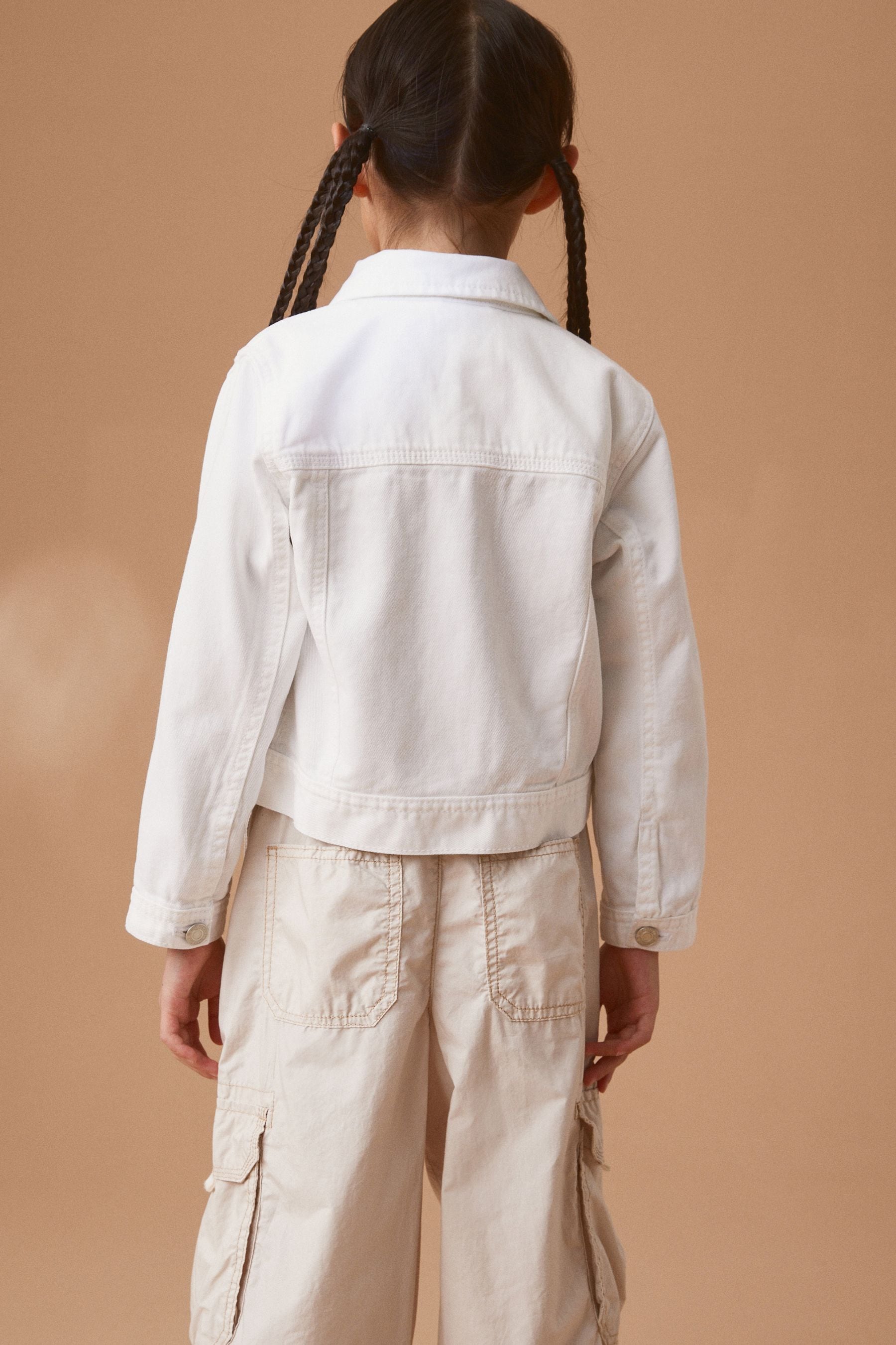 White Denim Heart Western 100% Cotton Jacket (3-16yrs)