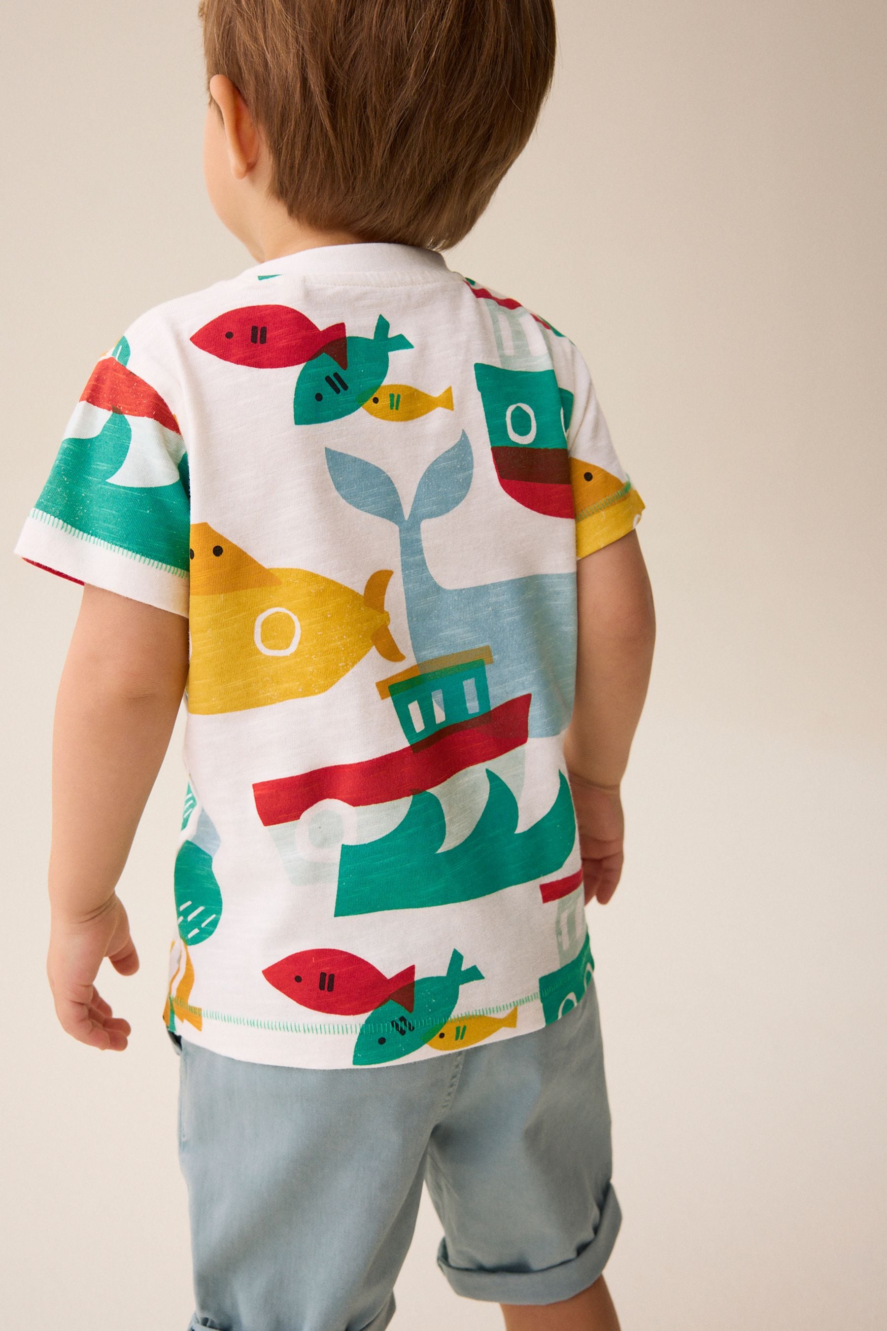 Red/Green All-Over Print 100% Cotton Short Sleeve T-Shirt (3mths-7yrs)