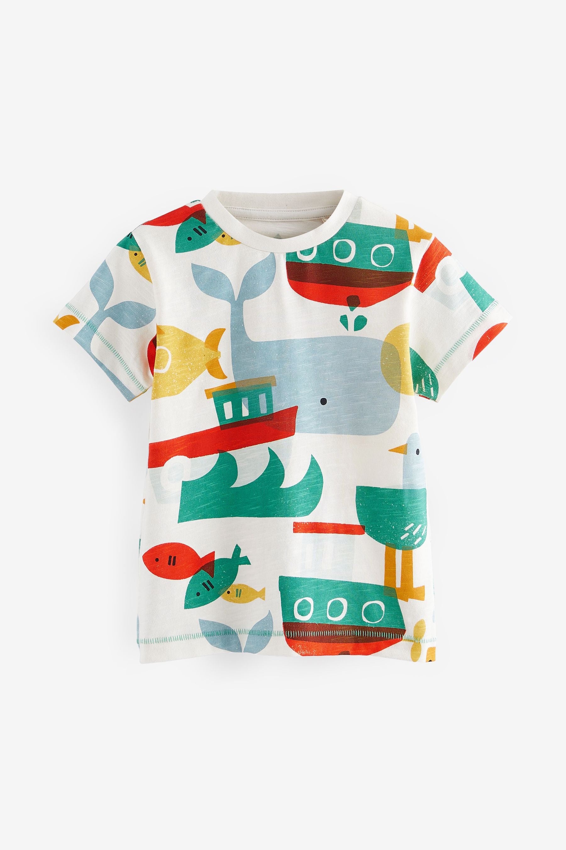 Red/Green All-Over Print 100% Cotton Short Sleeve T-Shirt (3mths-7yrs)