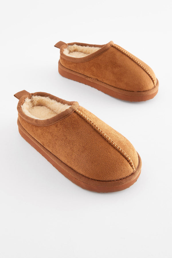 Tan Brown Cosy Mules Slippers