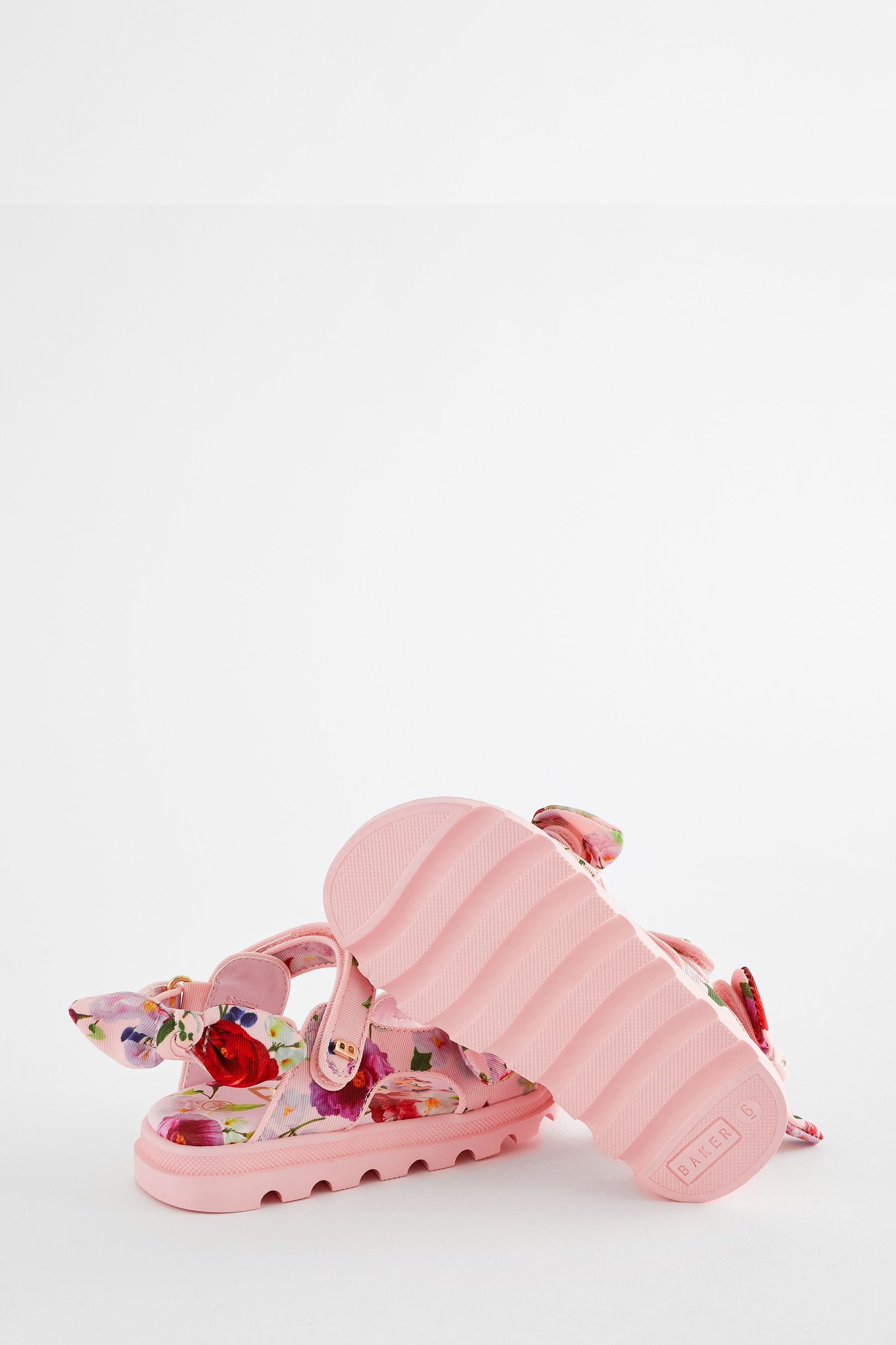 Pink Baker by Ted Baker Girls Pink Sporty Sandals with Bow