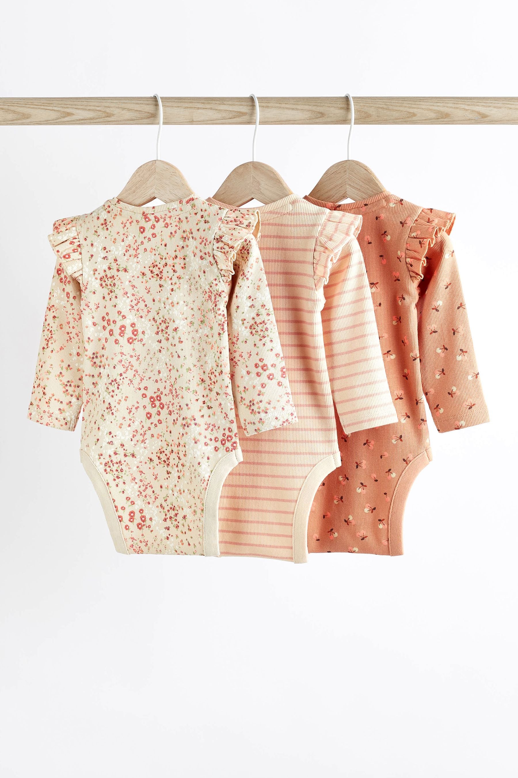 Rust/Brown/Tan Floral Baby Bodysuits 3 Pack