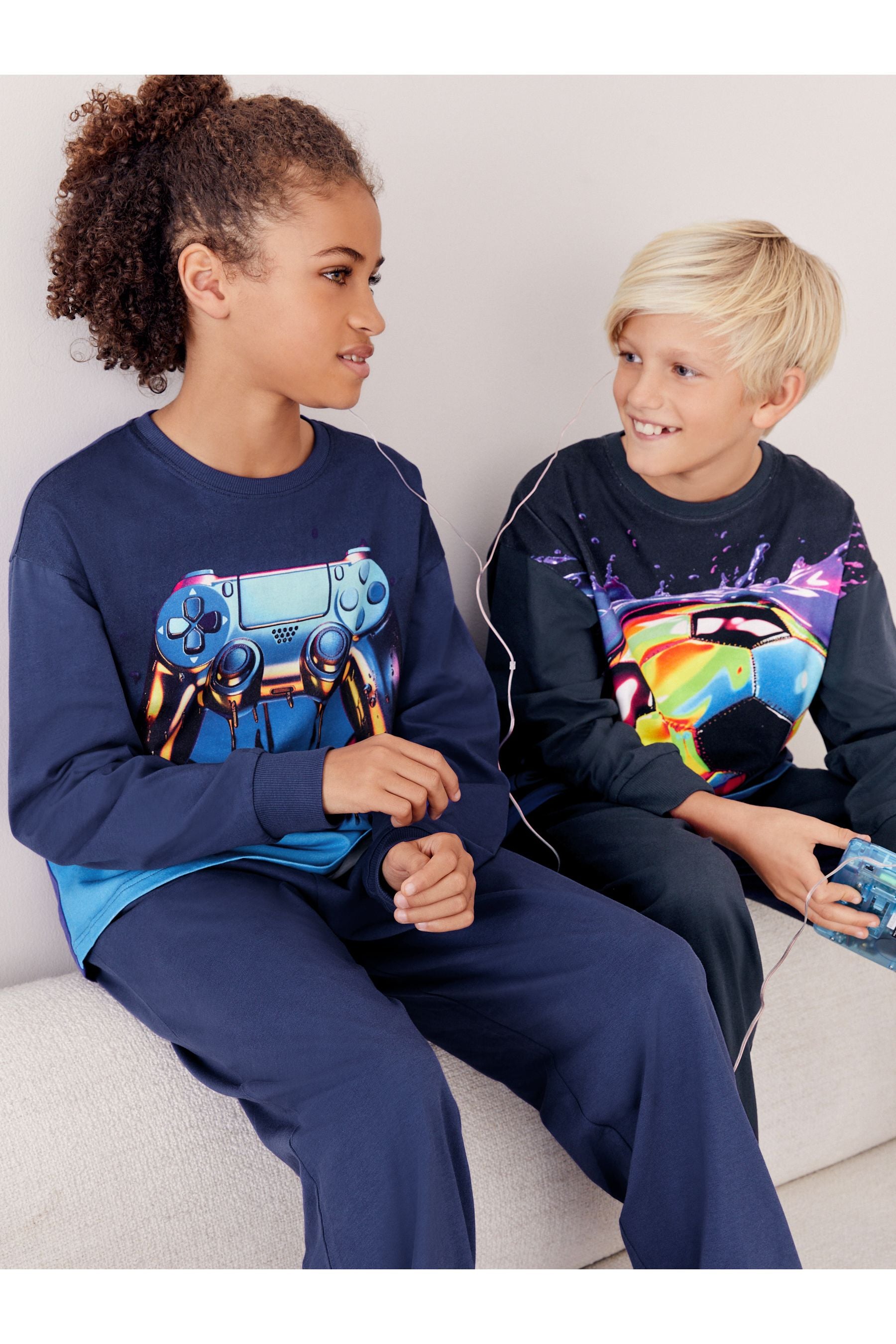 Blue Gamer/ Football 2 Pack Long Leg Pyjamas (3-16yrs)