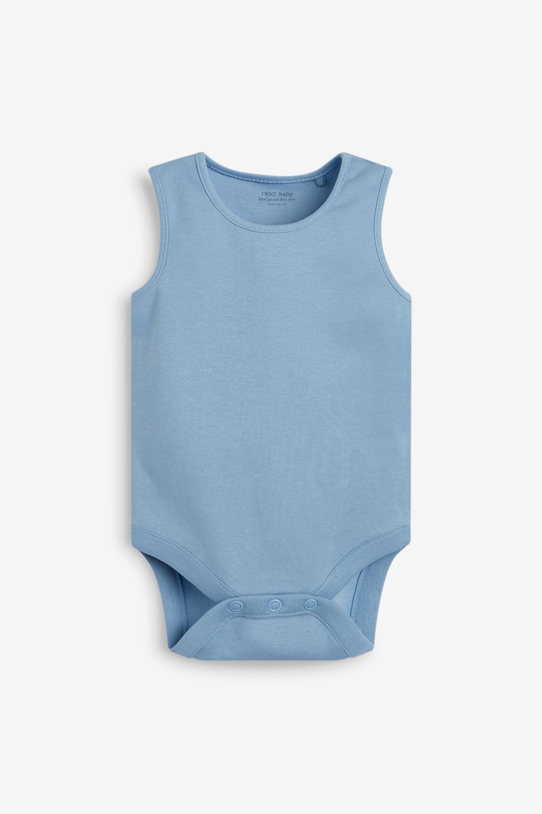 Blue 7 Pack Baby 5 Pack Vest Bodysuits