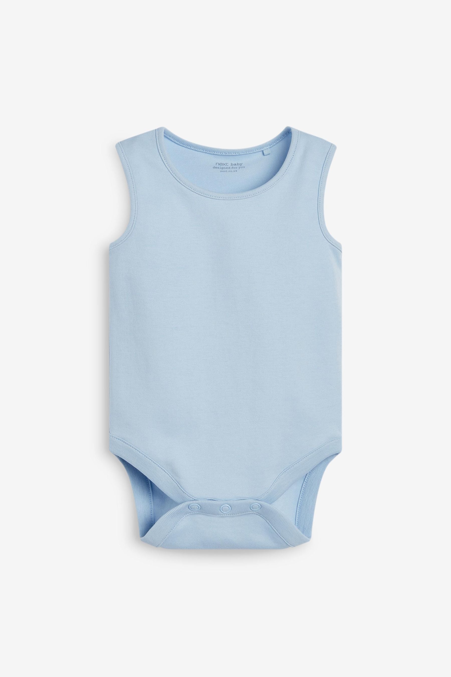 Blue 7 Pack Baby 5 Pack Vest Bodysuits