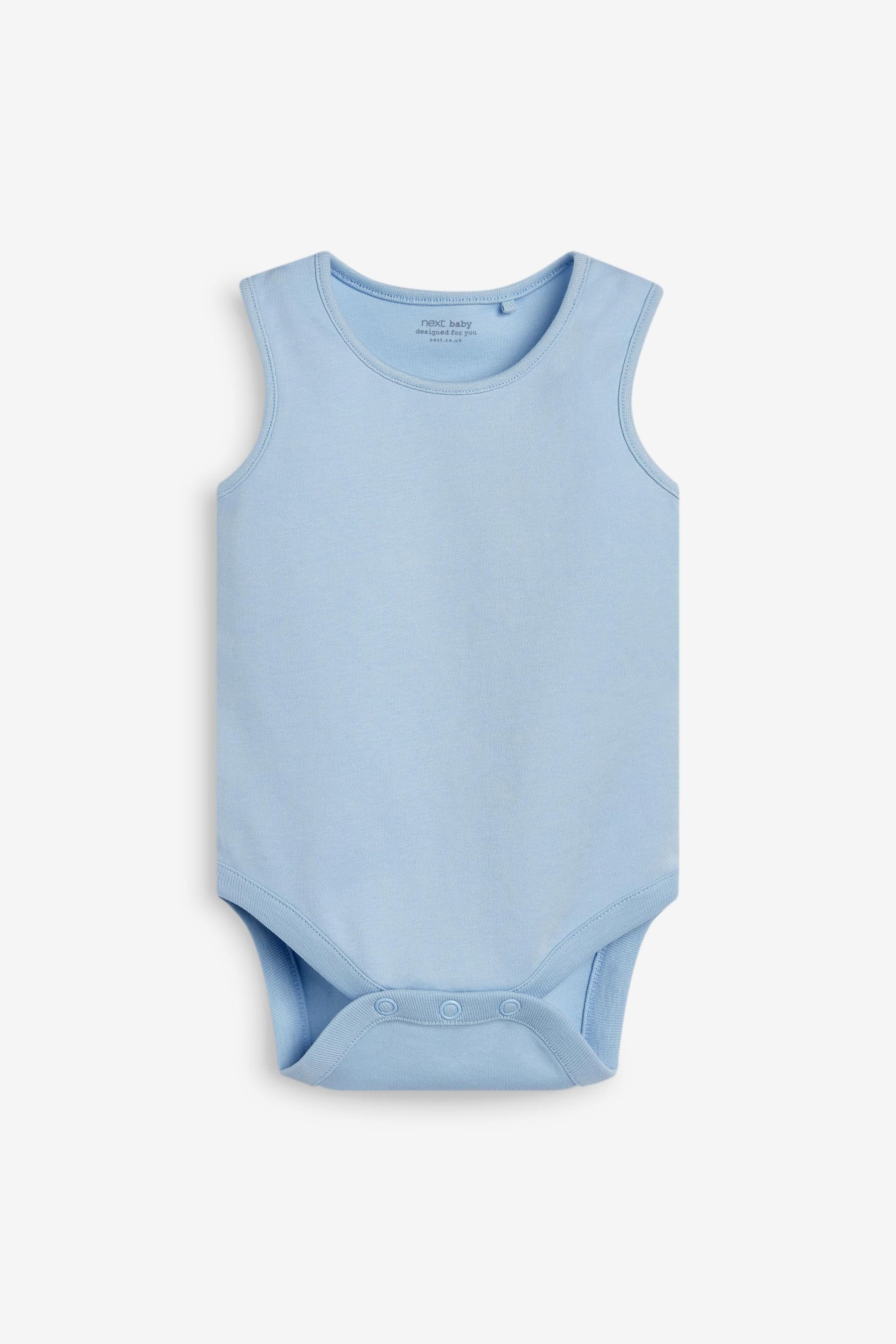 Blue 7 Pack Baby 5 Pack Vest Bodysuits