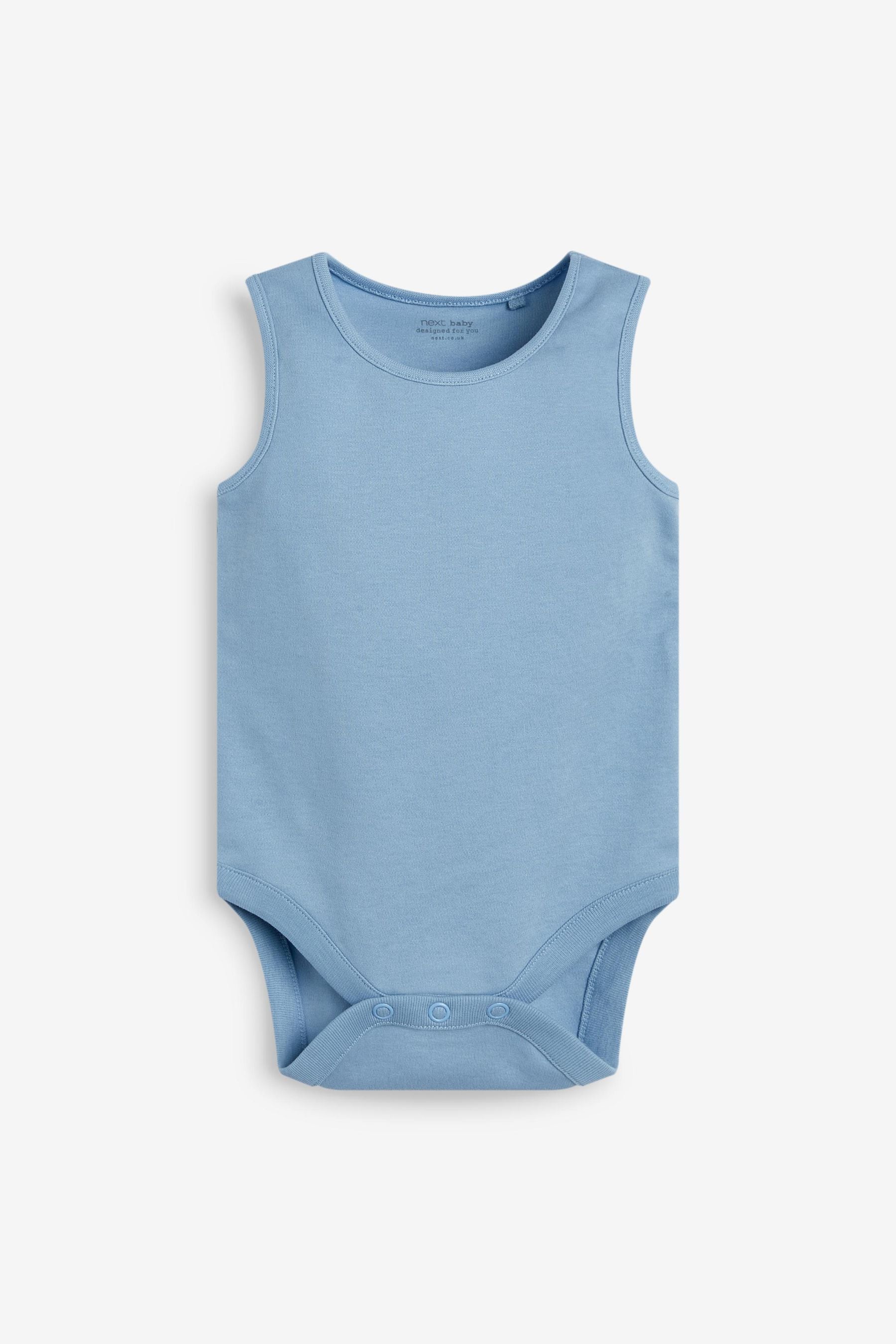 Blue 7 Pack Baby 5 Pack Vest Bodysuits