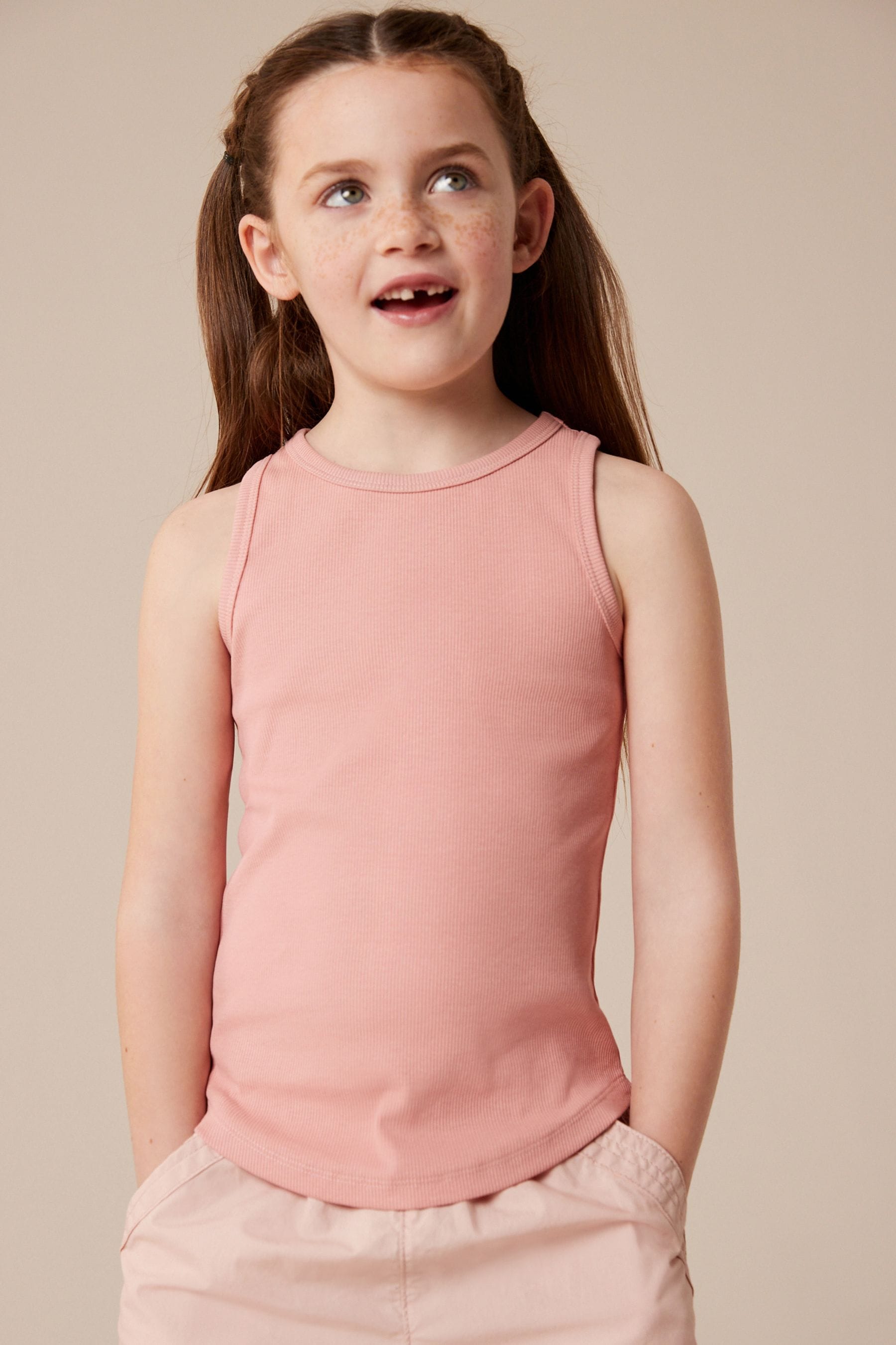 Pink Rib Vest (3-16yrs)