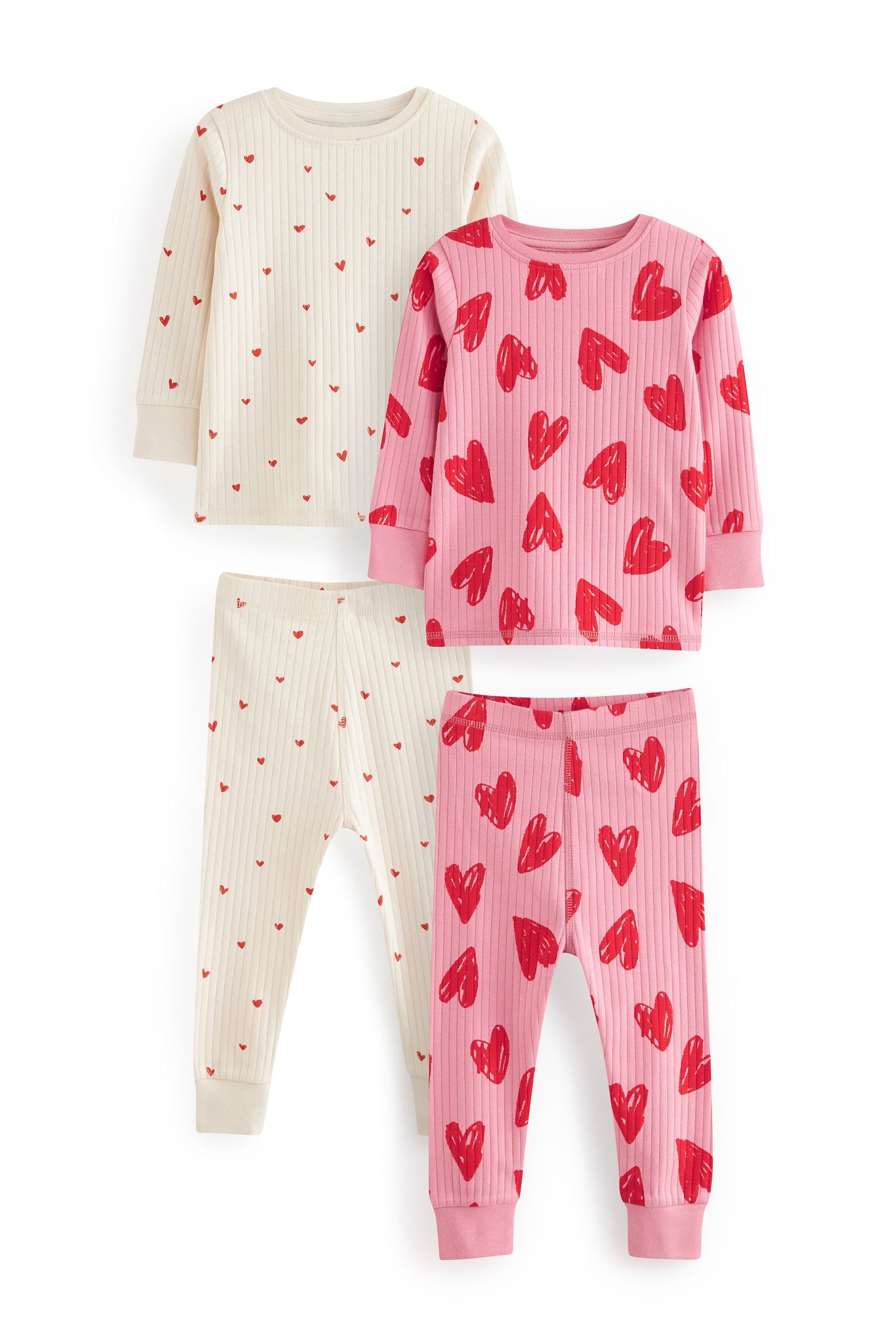 Pink/Cream Snuggle Pyjamas 2 Pack (9mths-12yrs)