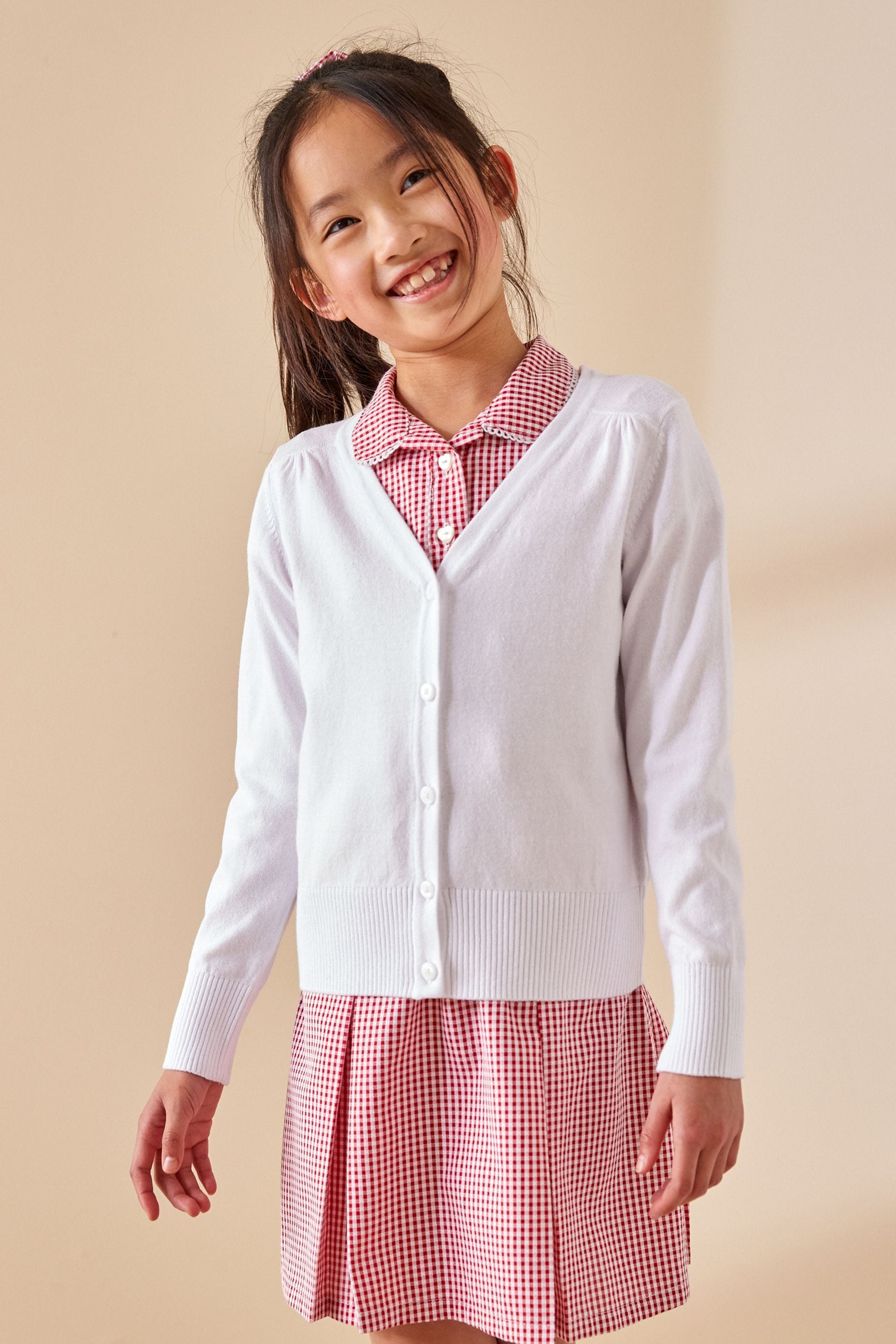 White Cotton Rich School V-Neck Cardigan (3-16yrs)