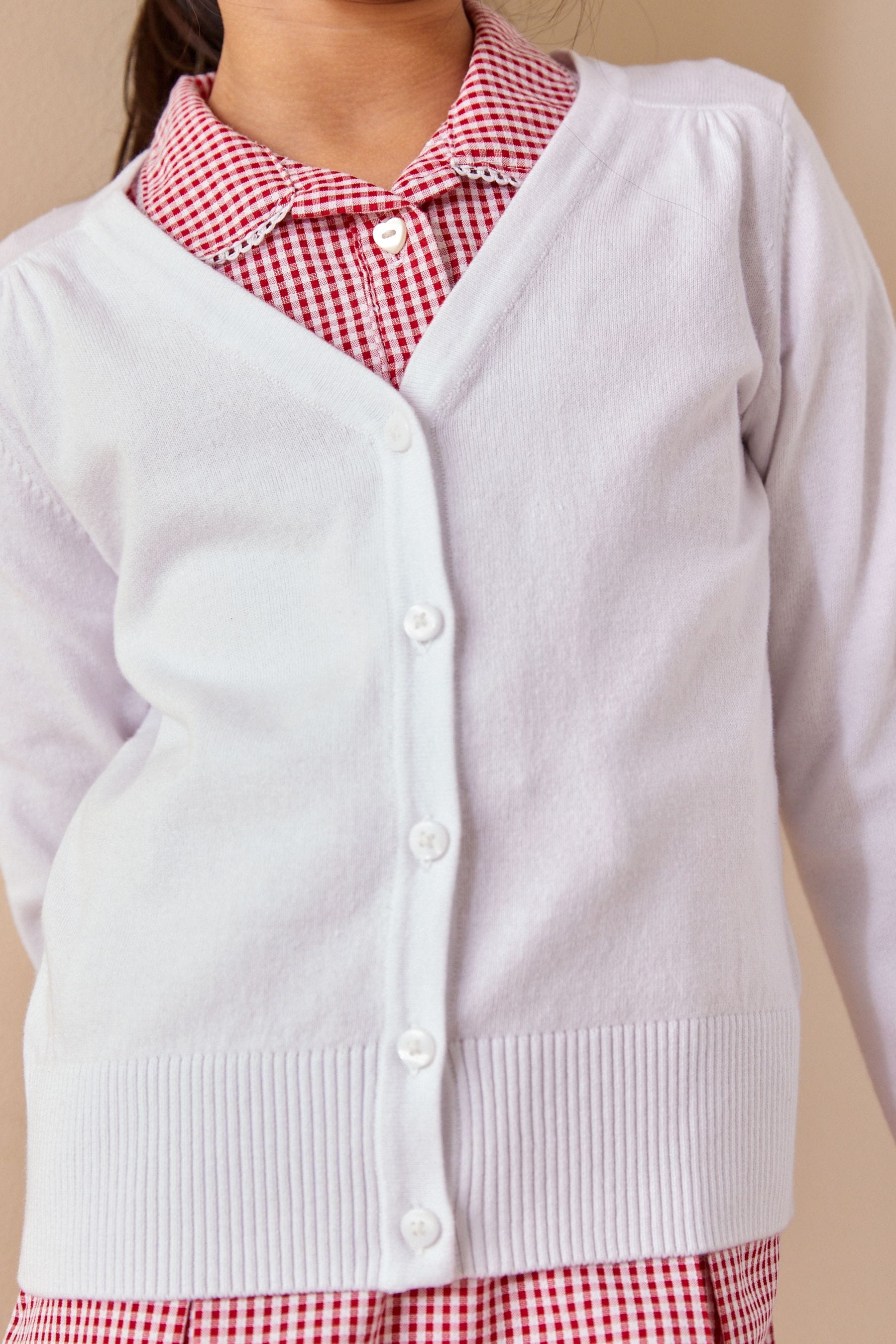 White Cotton Rich School V-Neck Cardigan (3-16yrs)