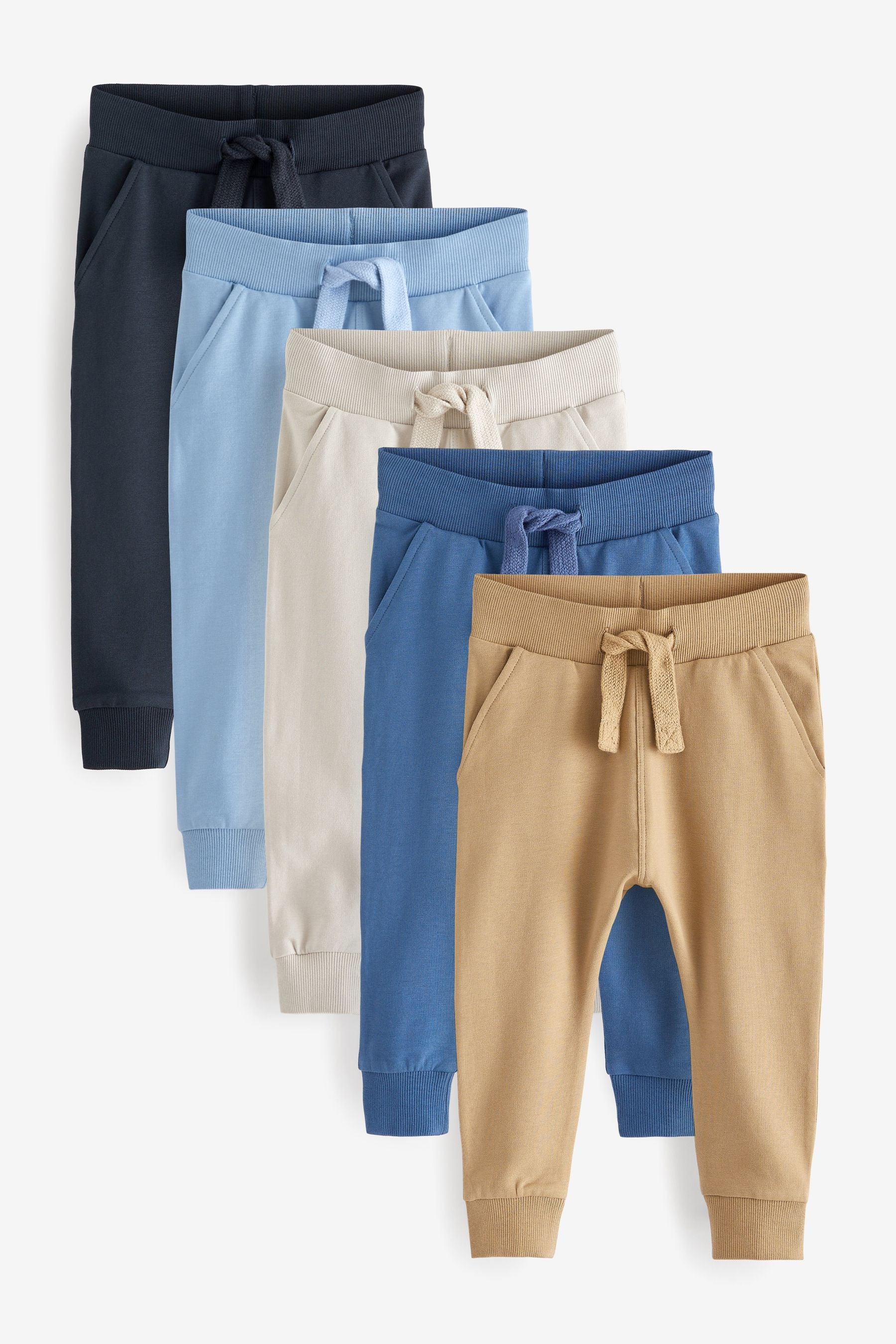 Navy/Blue/Tan Joggers 5 Pack (3mths-7yrs)