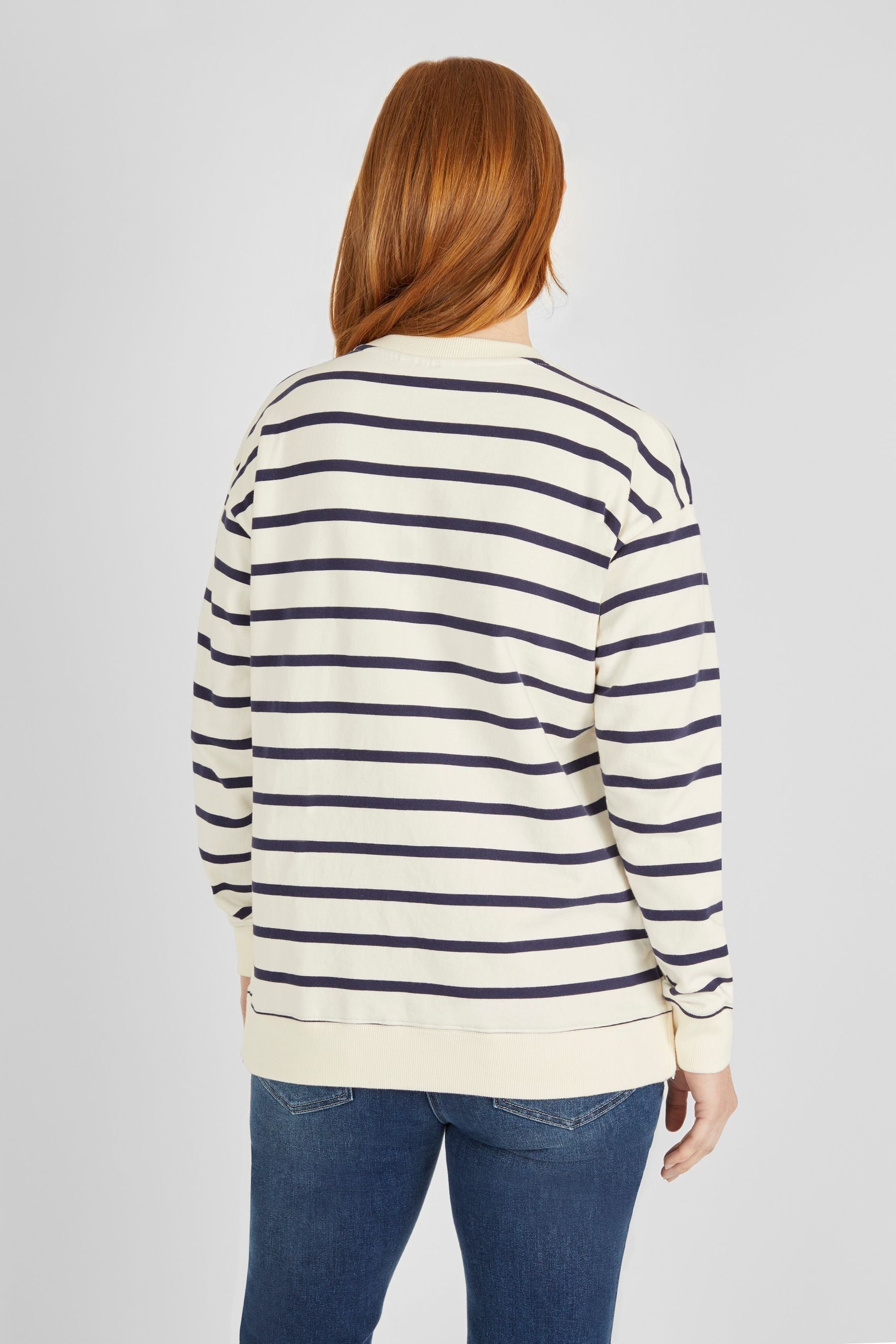 Cream & Navy Blue Stripe JoJo Maman Bébé Maternity & Nursing Sweatshirt