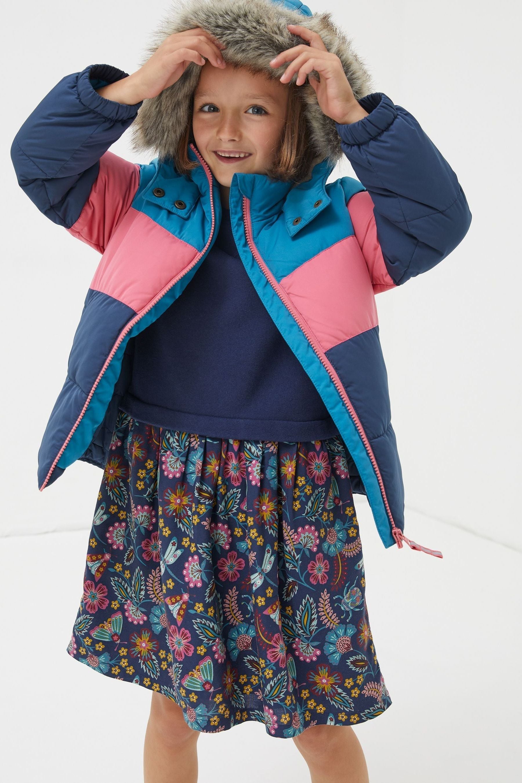 FatFace Blue/Pink Elsie Padded Jacket