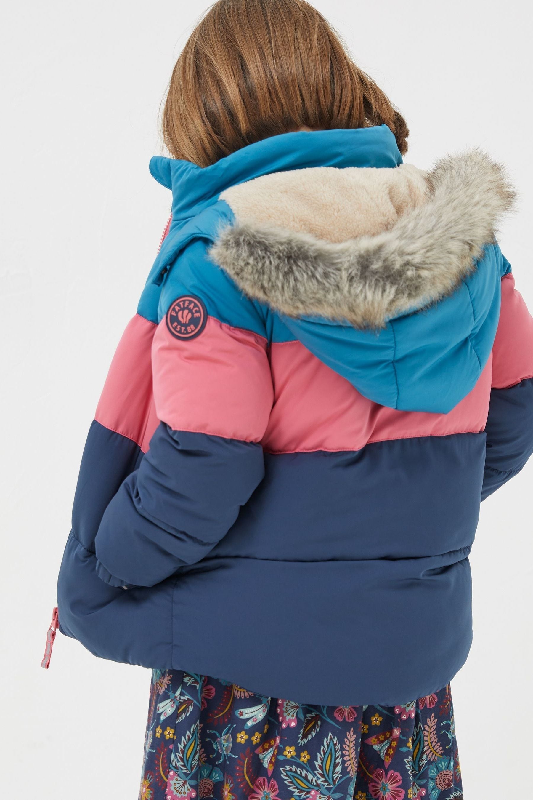 FatFace Blue/Pink Elsie Padded Jacket