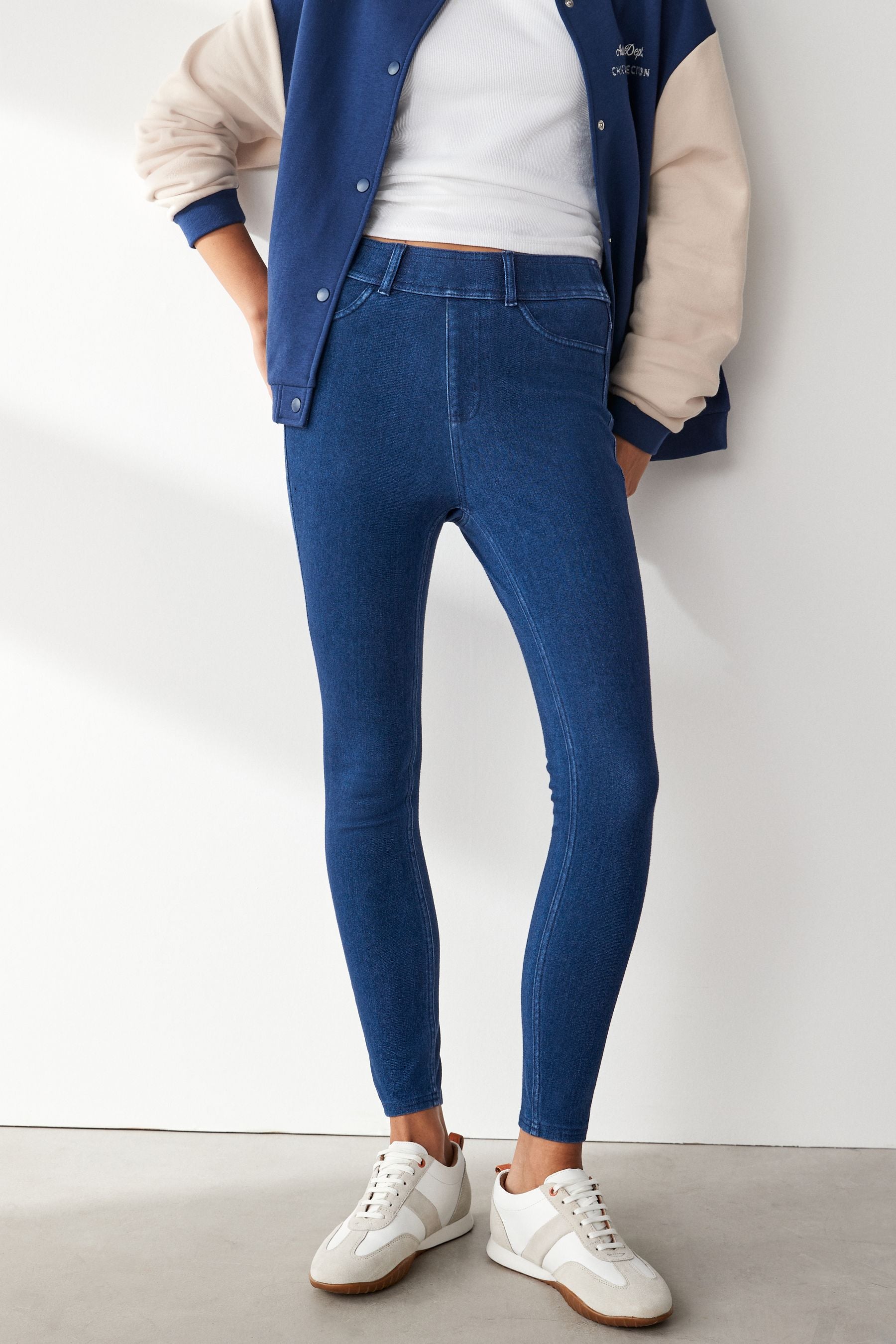 Dark Blue Jersey Denim Leggings