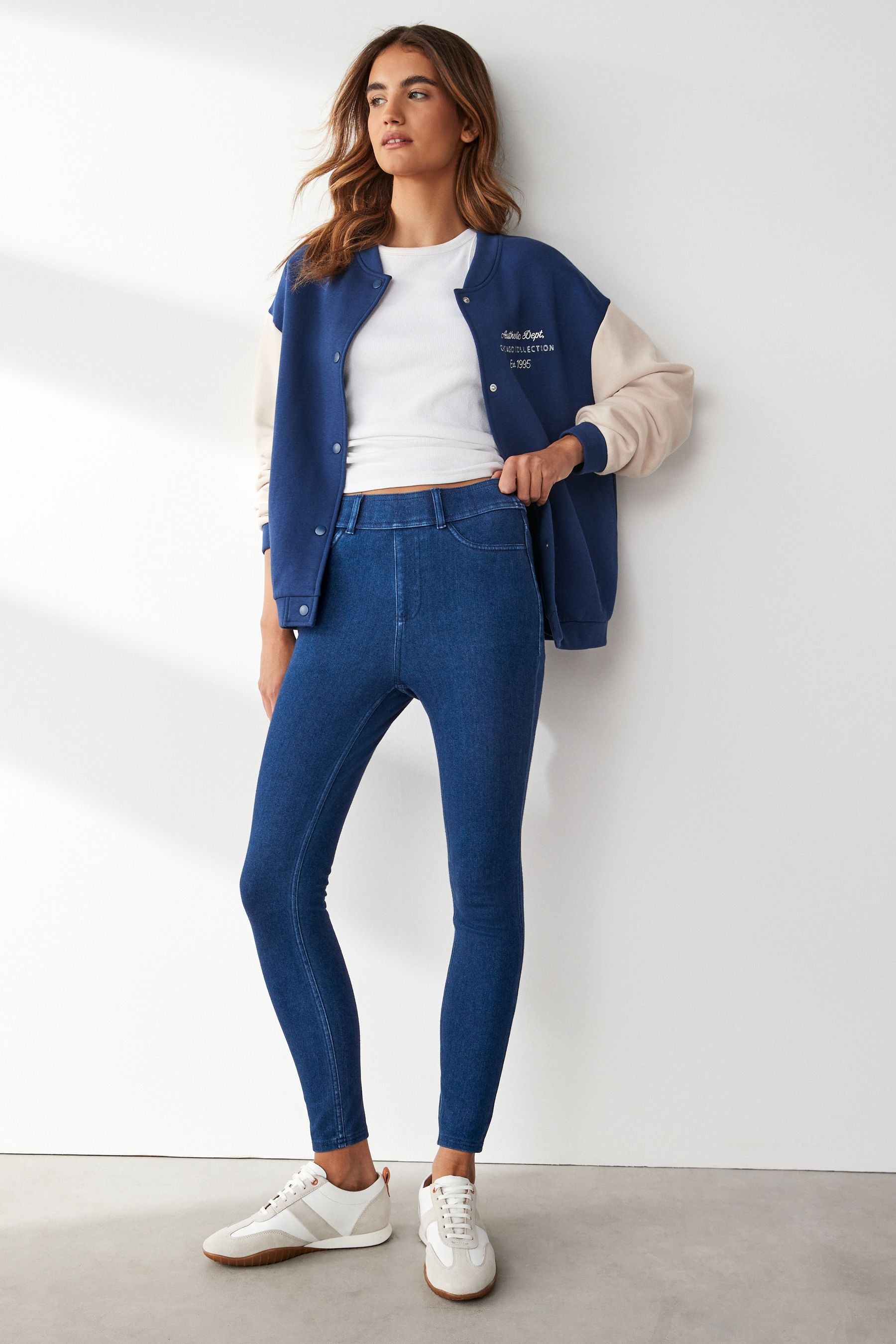 Dark Blue Jersey Denim Leggings