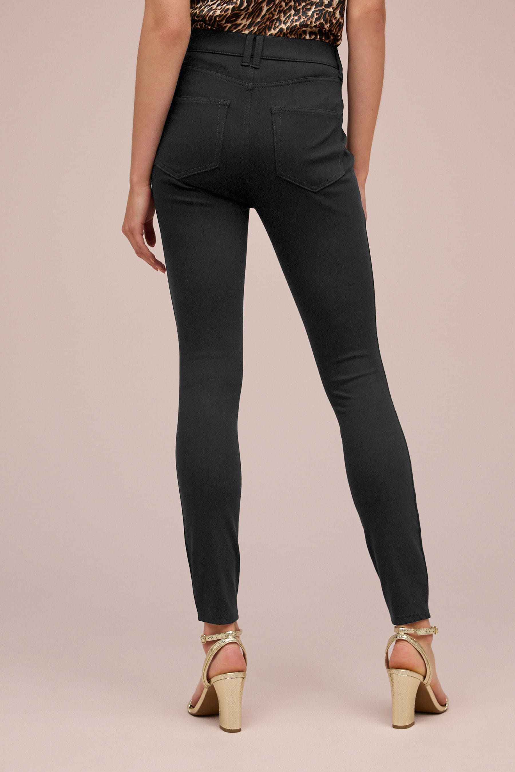 Black Fly Fasten Jersey Denim Leggings