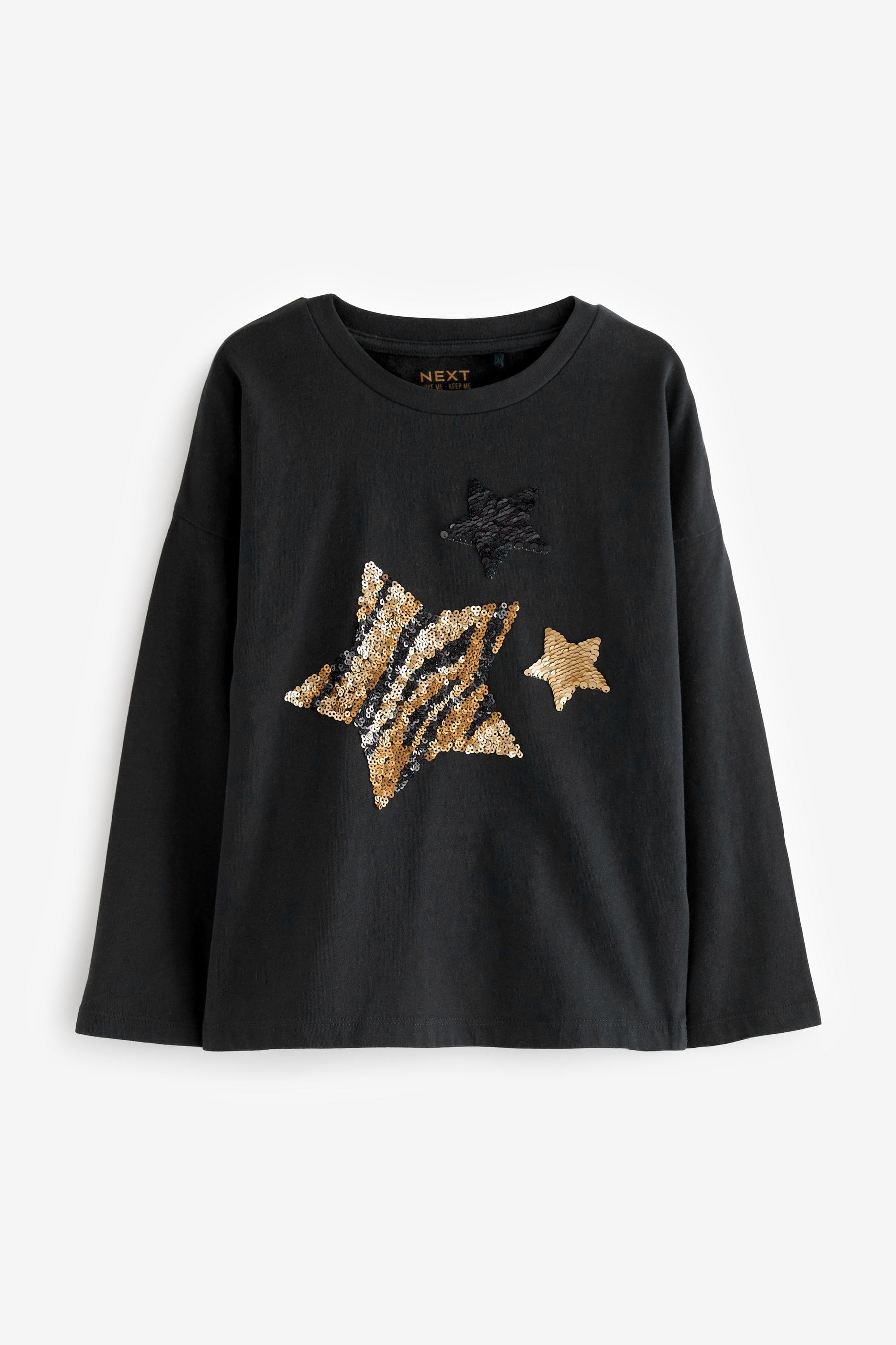 Black Sequin Star Long Sleeve T-Shirt (3-16yrs)