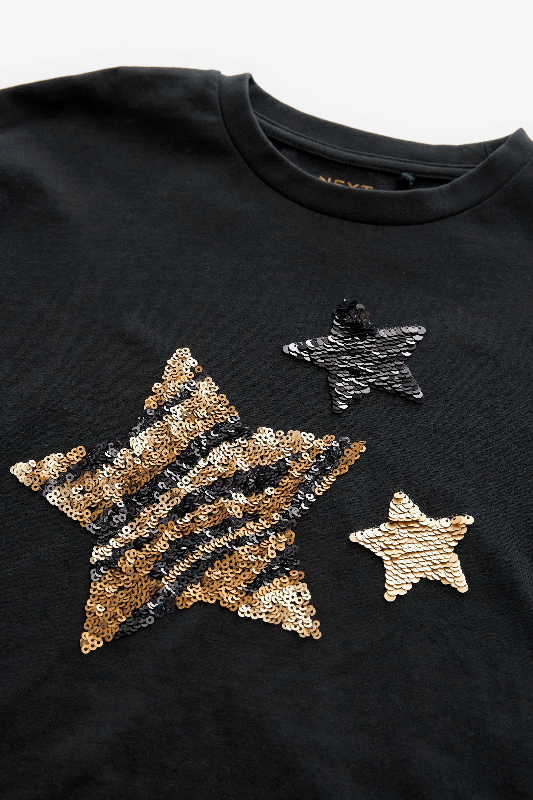 Black Sequin Star Long Sleeve T-Shirt (3-16yrs)