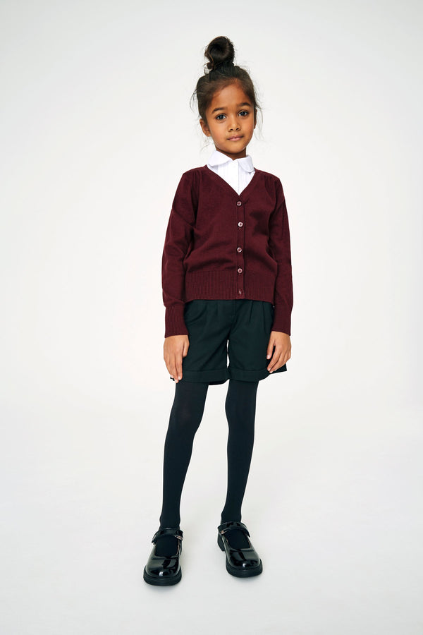 Burgundy Red Cotton Rich School V-Neck Cardigan (3-16yrs)