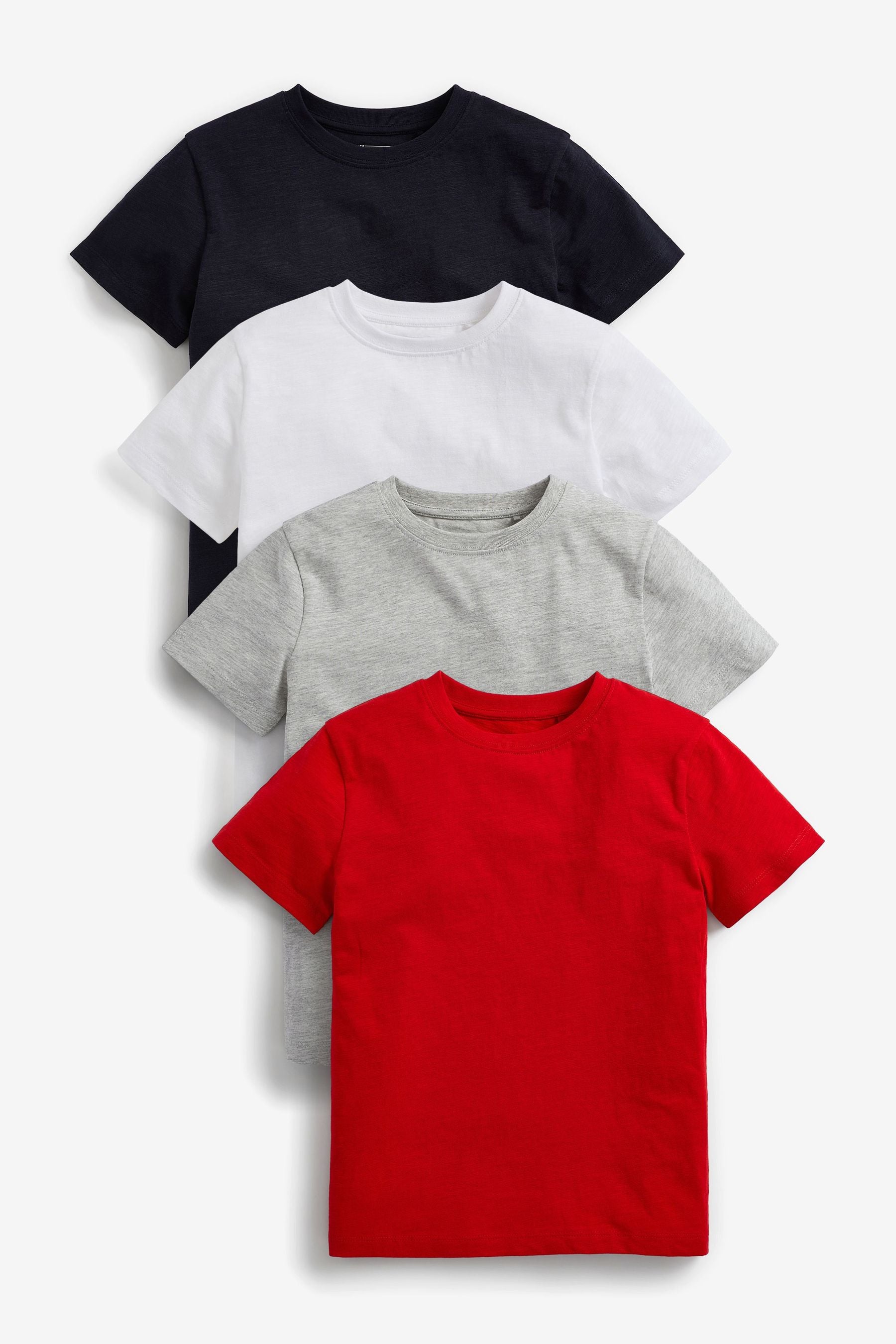 Red/White/Navy 100% Cotton Short Sleeves T-Shirts 4 Pack (3-16yrs)