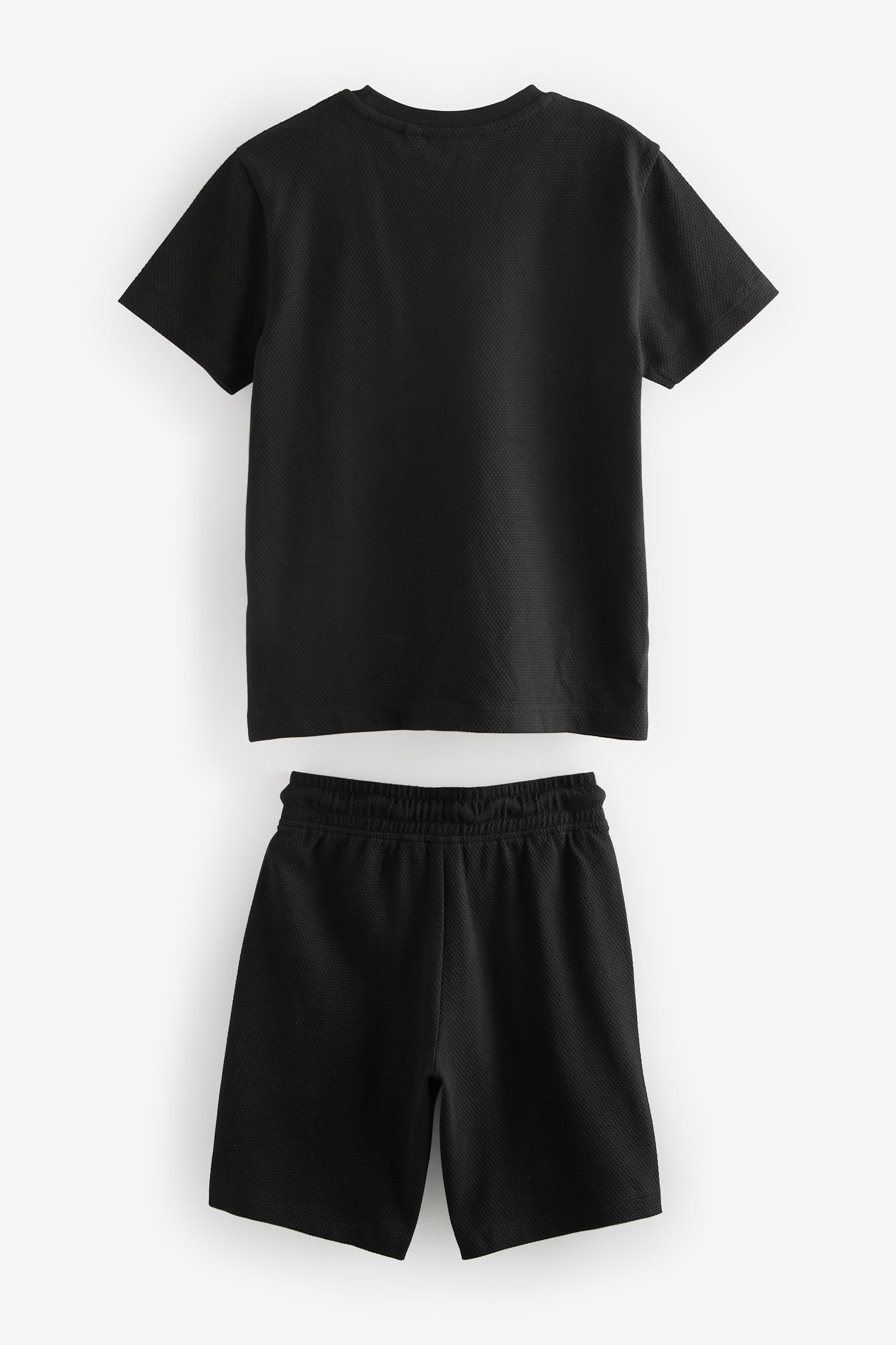 Black/White 100% Cotton Colourblock T-Shirt And Shorts Set (3-16yrs)