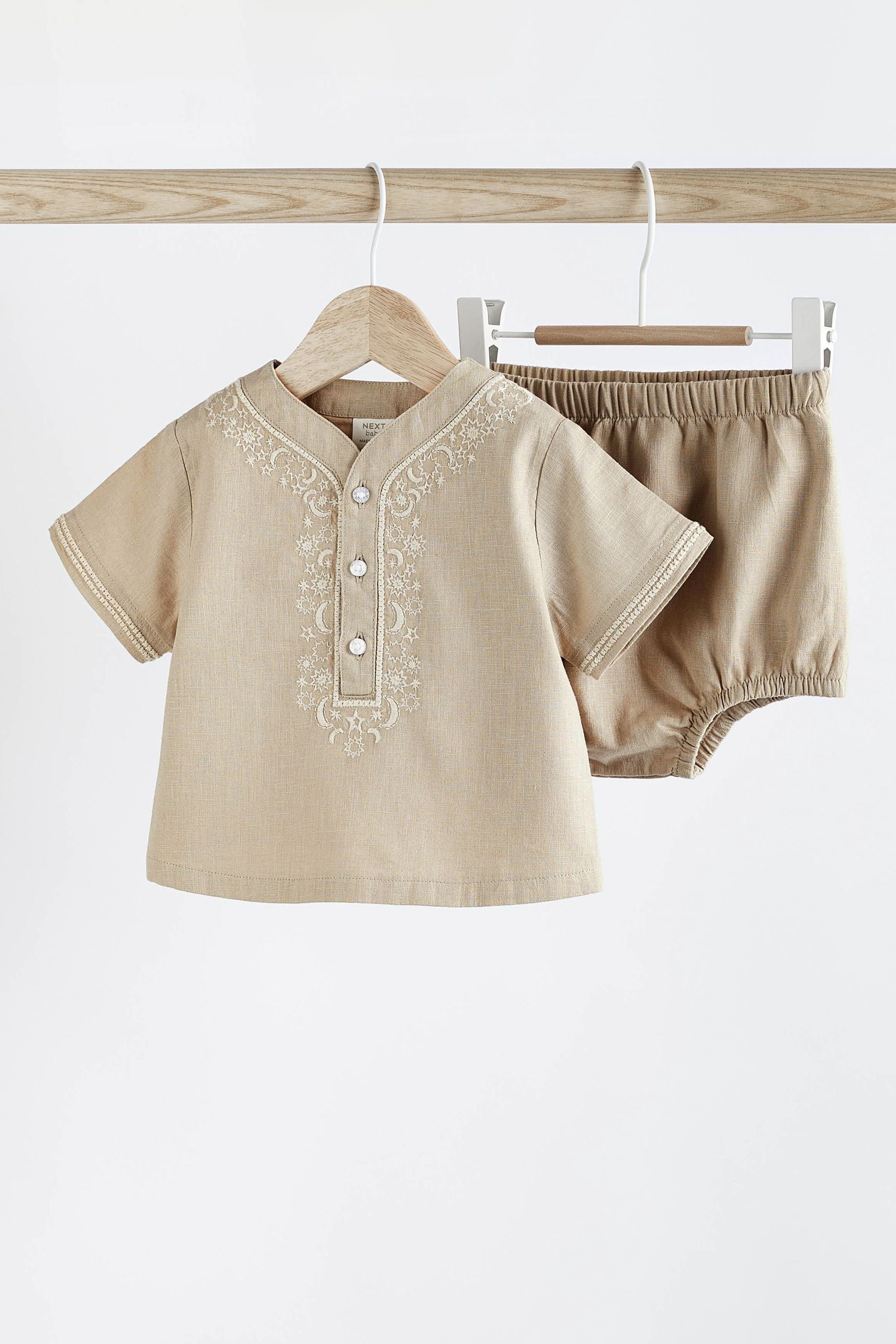 Neutral Woven Top And Bottoms Set (0mths-2yrs)