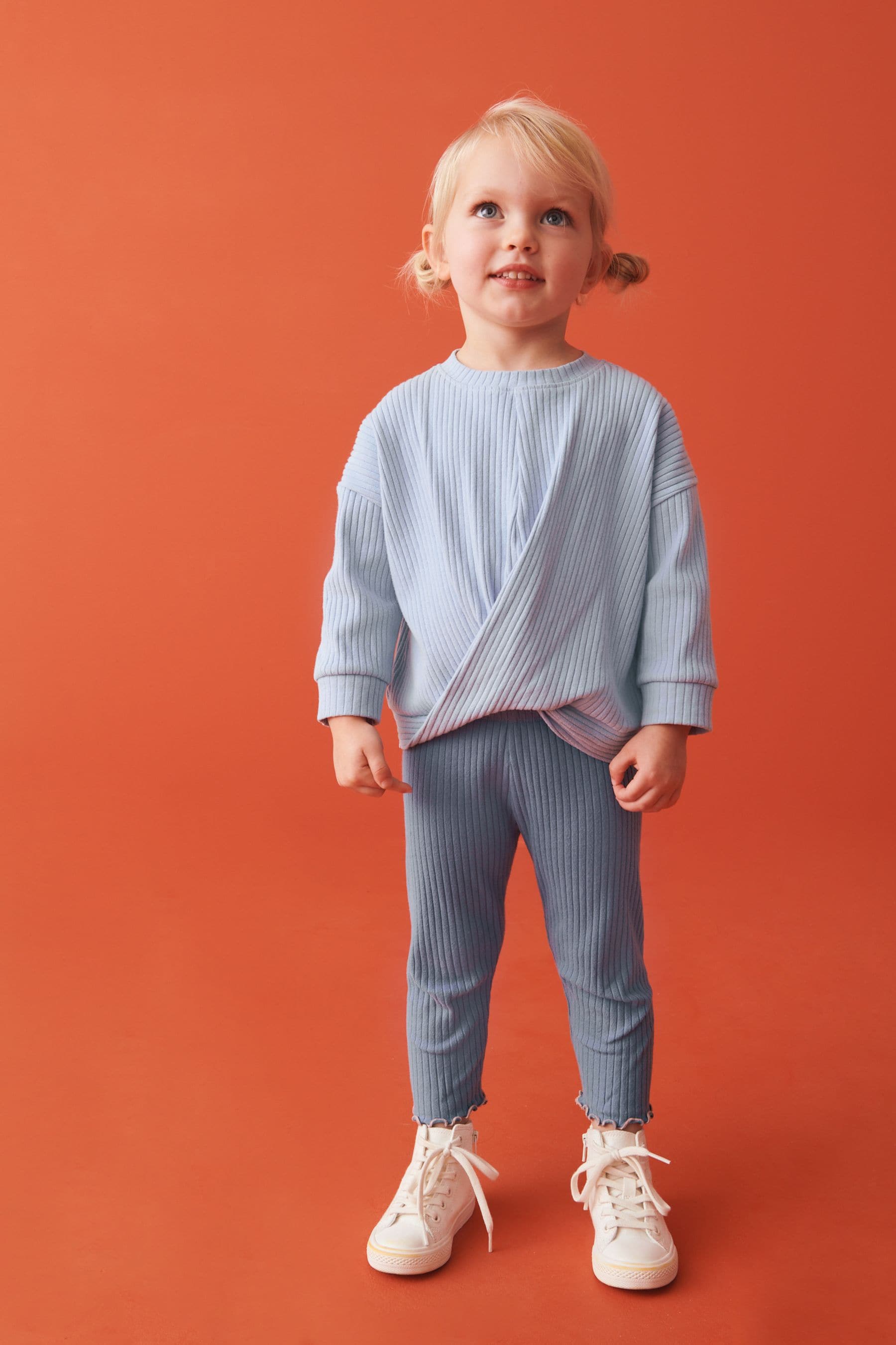 Blue Ribbed Top & Legging Set (3mths-7yrs)