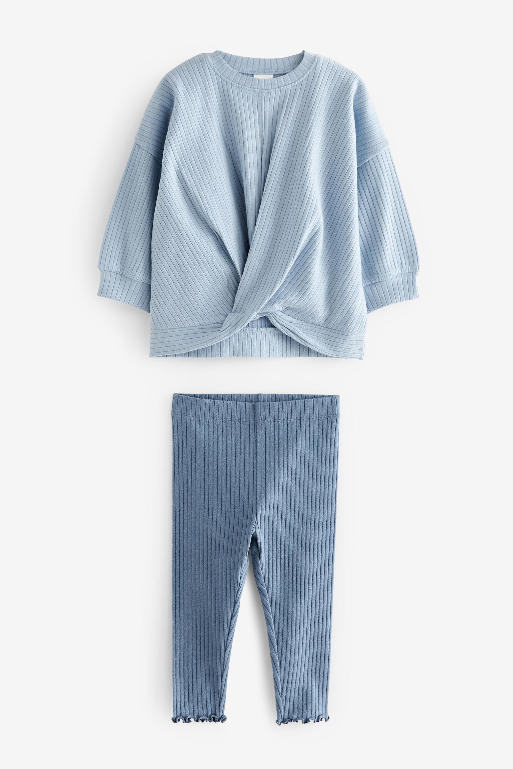 Blue Ribbed Top & Legging Set (3mths-7yrs)