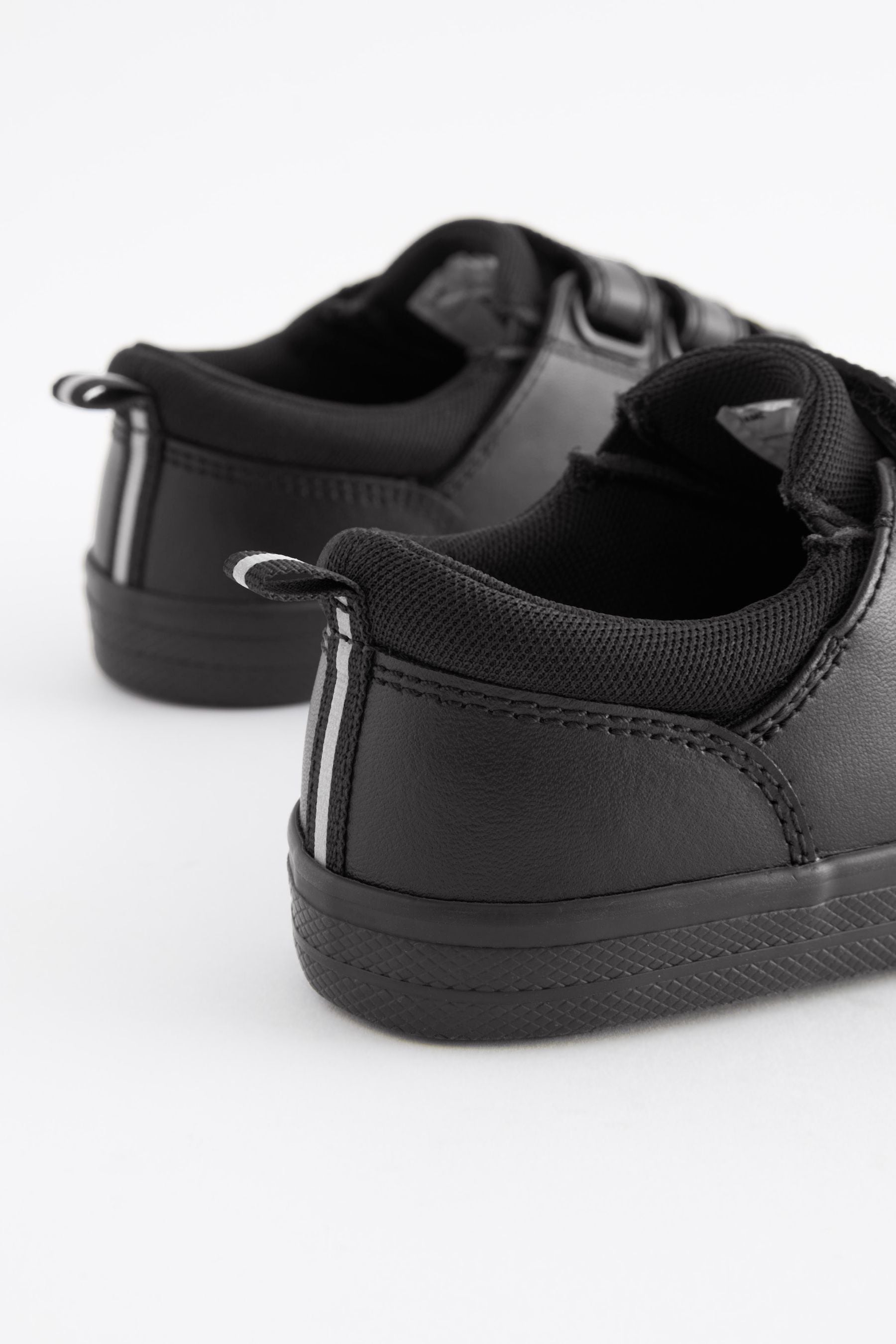 Black Standard Fit (F) School Leather Triple Strap Shoes