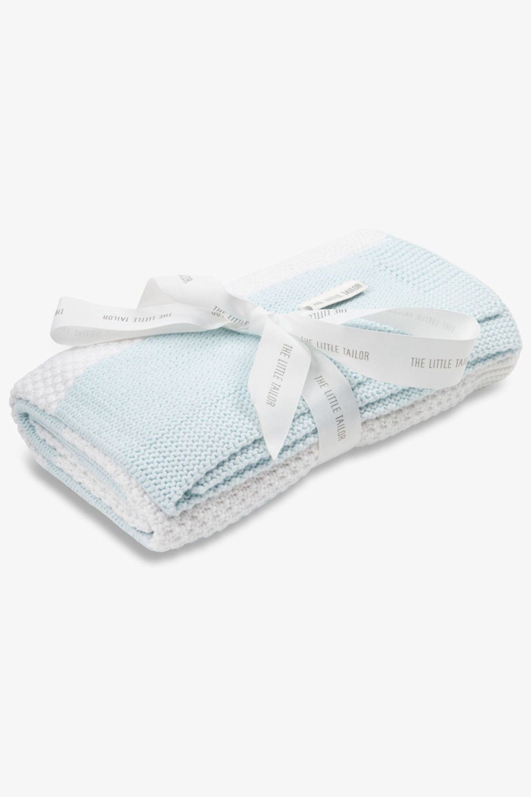 The Little Tailor Blue Large Supersoft Textured Knitted 100% Cotton Blanket