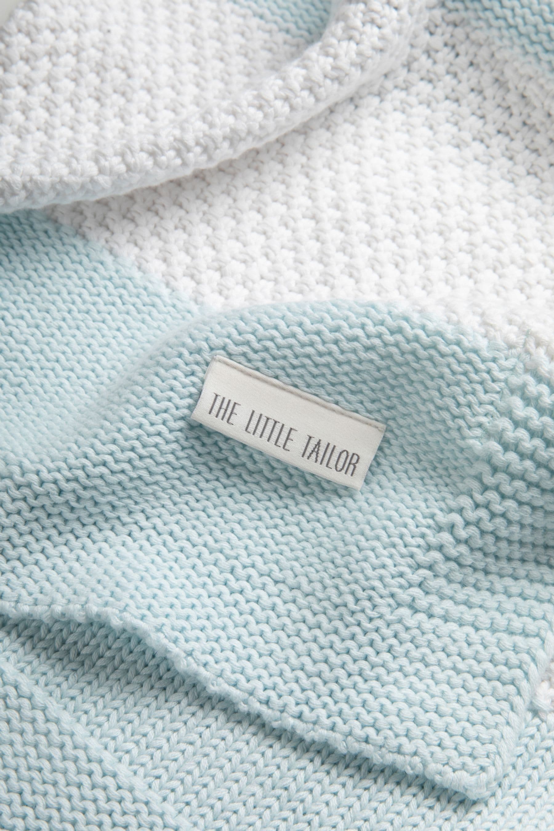 The Little Tailor Blue Large Supersoft Textured Knitted 100% Cotton Blanket