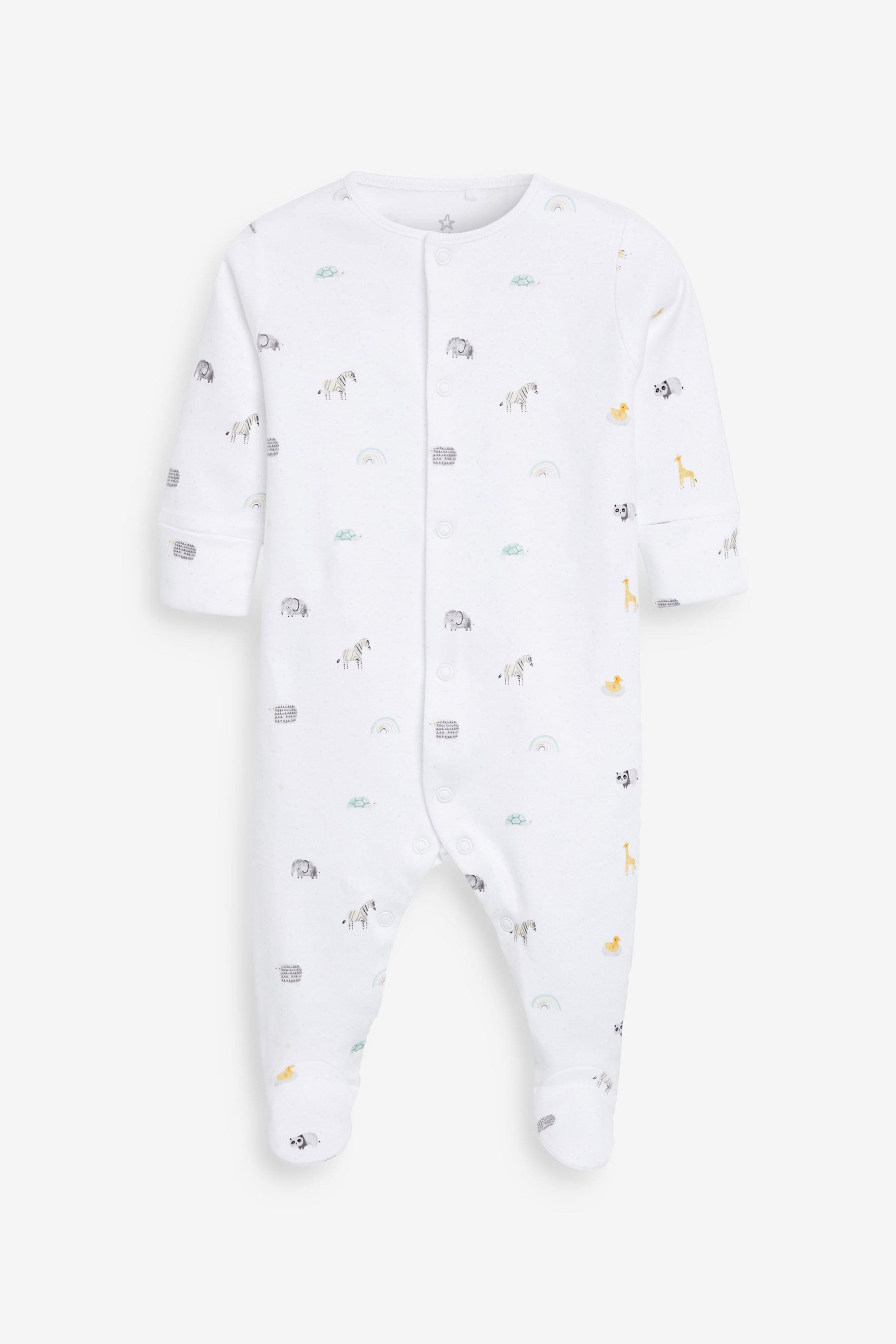 White Safari 3 Pack Delicate Appliqu Baby Sleepsuits (0-2yrs)-<span style="color: #ff2a00;">Fawry</span>