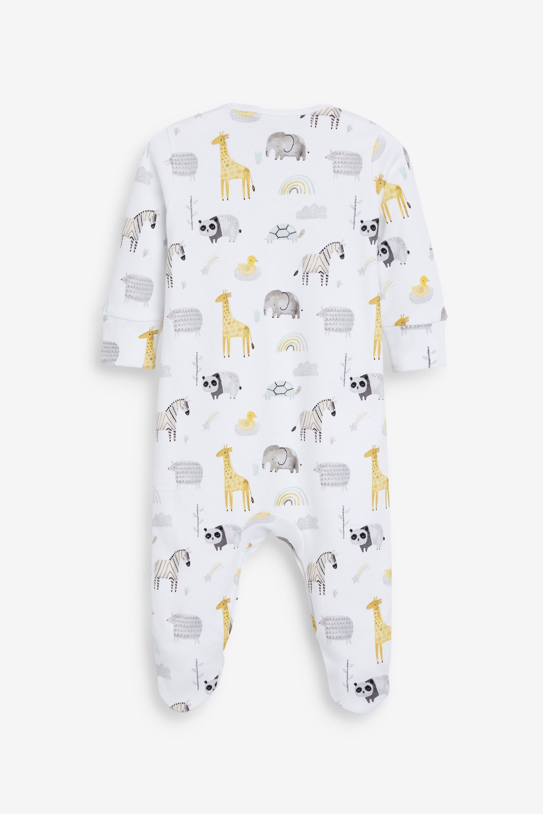 White Safari 3 Pack Delicate Appliqu Baby Sleepsuits (0-2yrs)-<span style="color: #ff2a00;">Fawry</span>