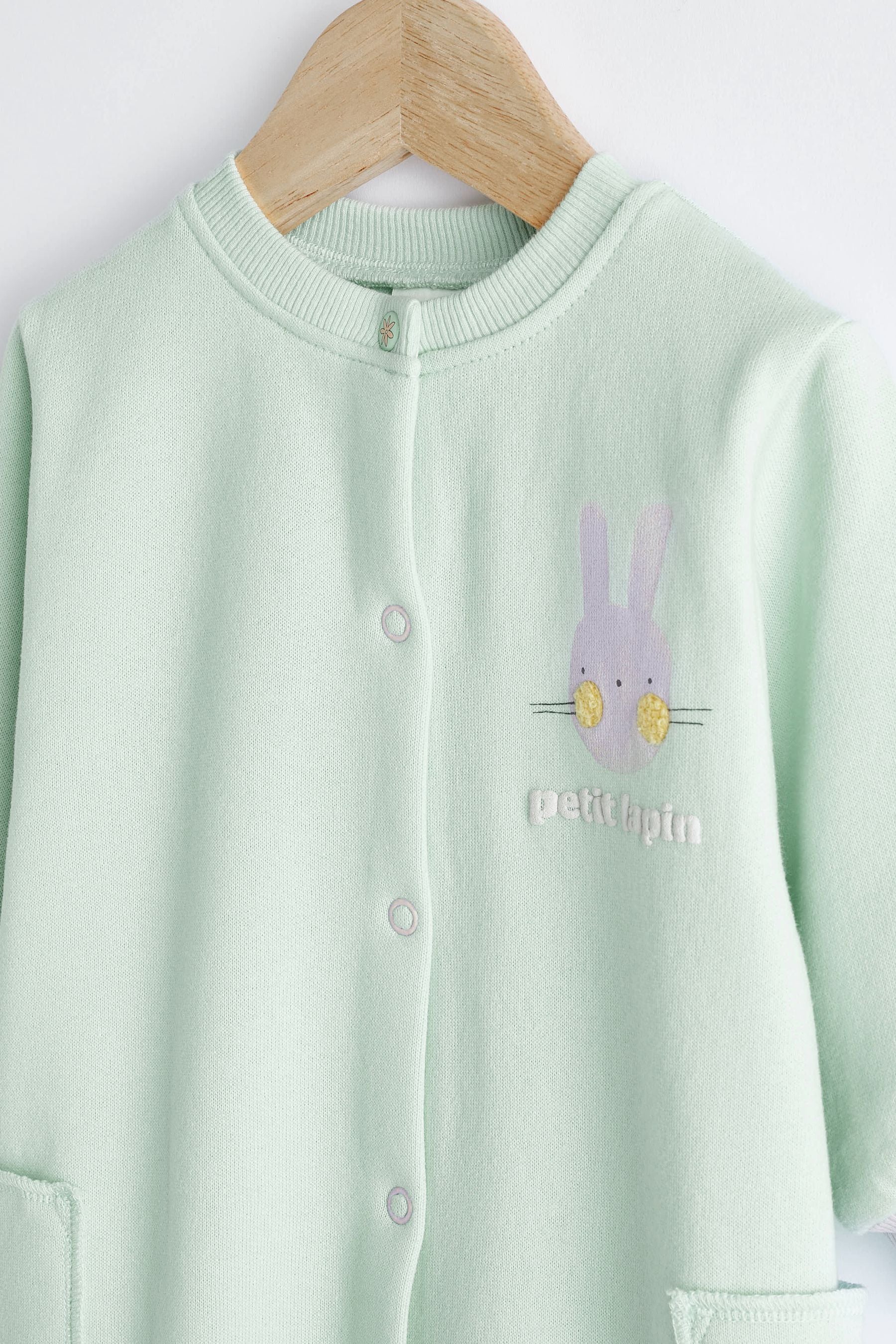 Mint Green Bunny Sweat Baby Romper