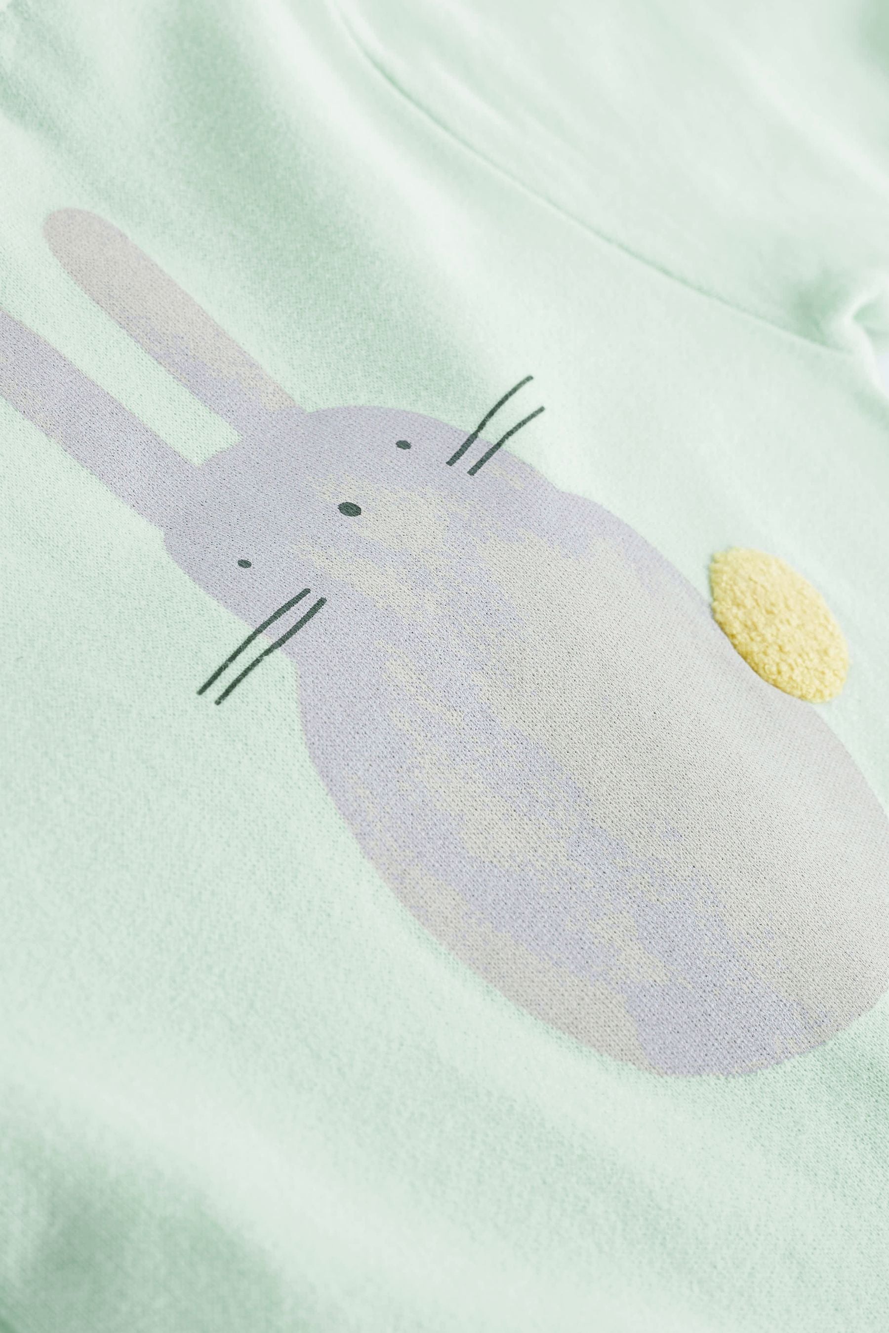 Mint Green Bunny Sweat Baby Romper