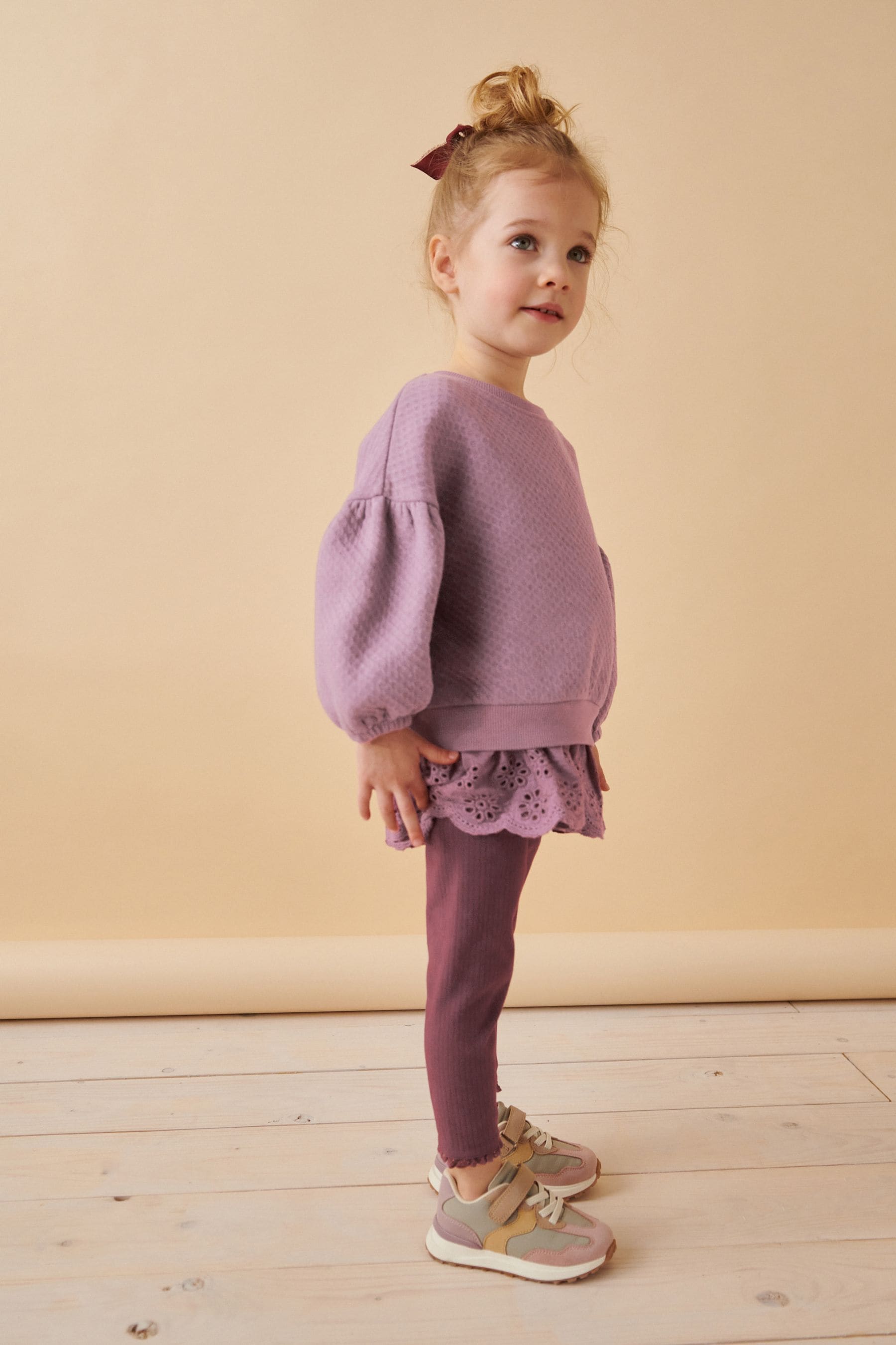 Purple Broderie Hem Leggings Set (3mths-7yrs)