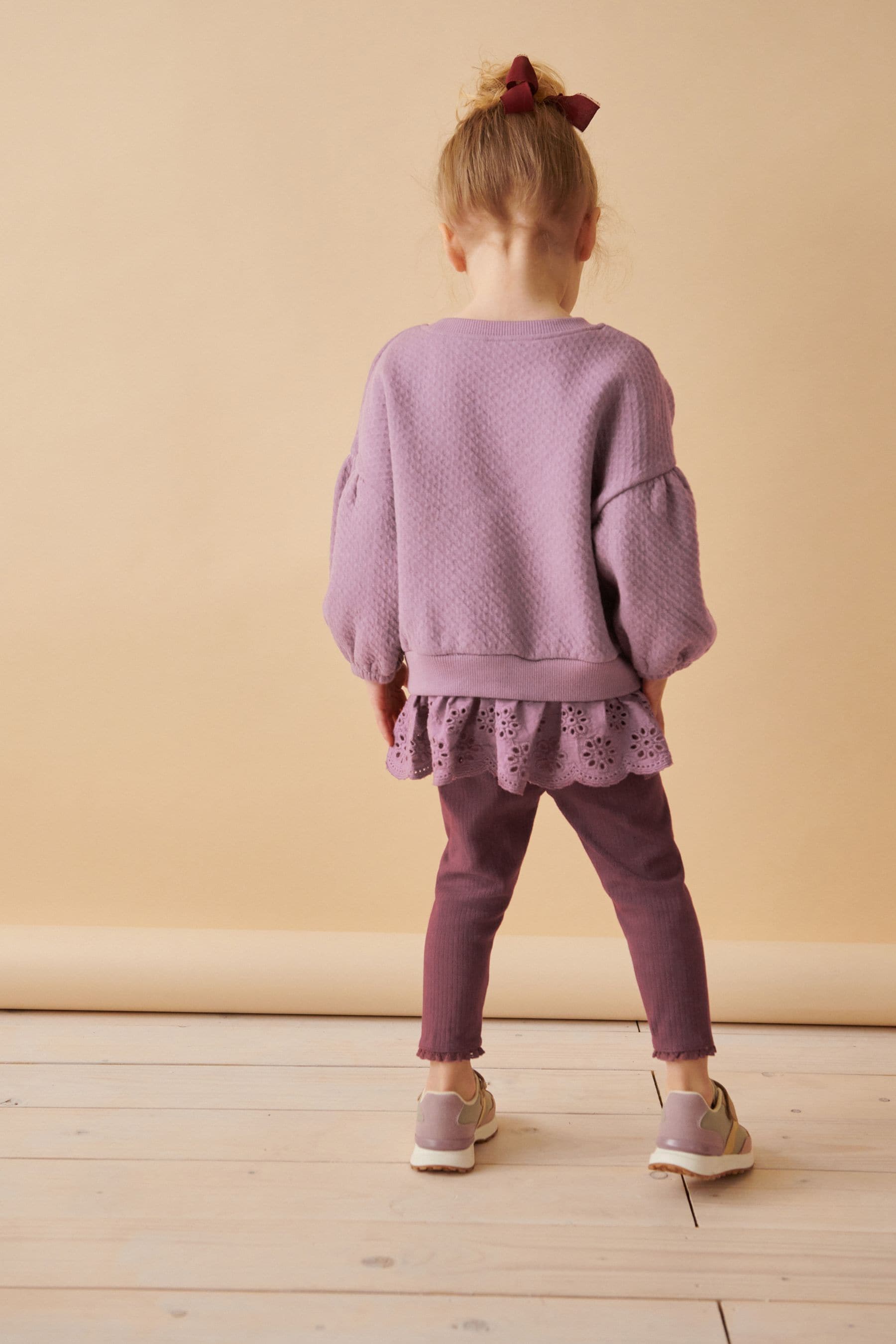 Purple Broderie Hem Leggings Set (3mths-7yrs)