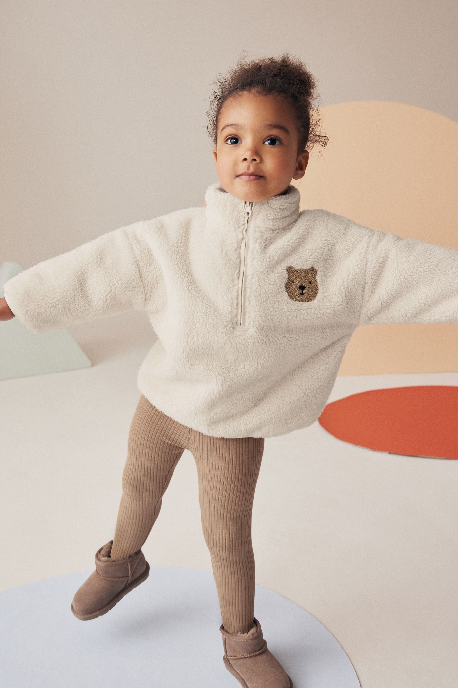 Cream Bear Fleece Sweatshirt & Leggings Set (3mths-7yrs)