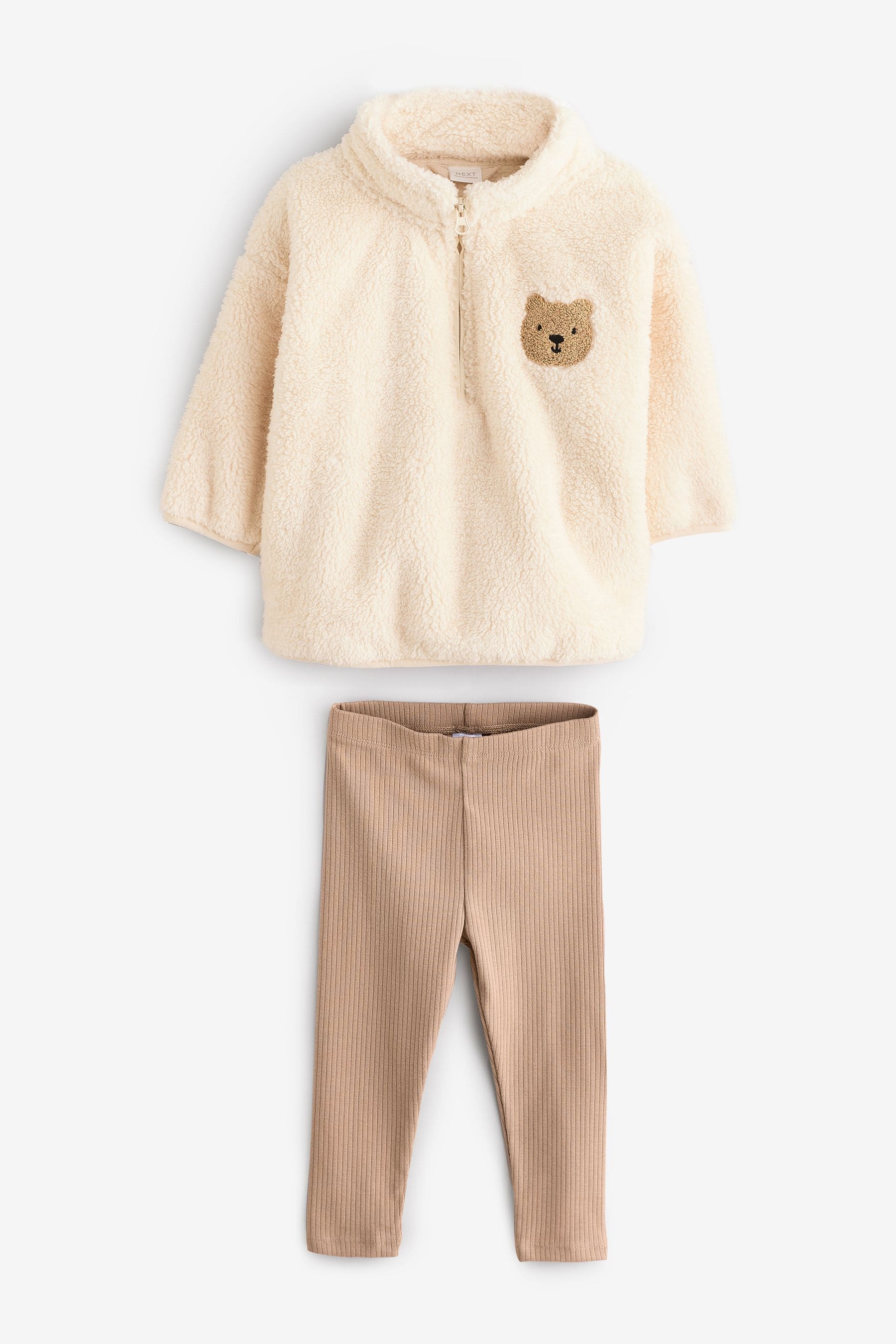 Cream Bear Fleece Sweatshirt & Leggings Set (3mths-7yrs)