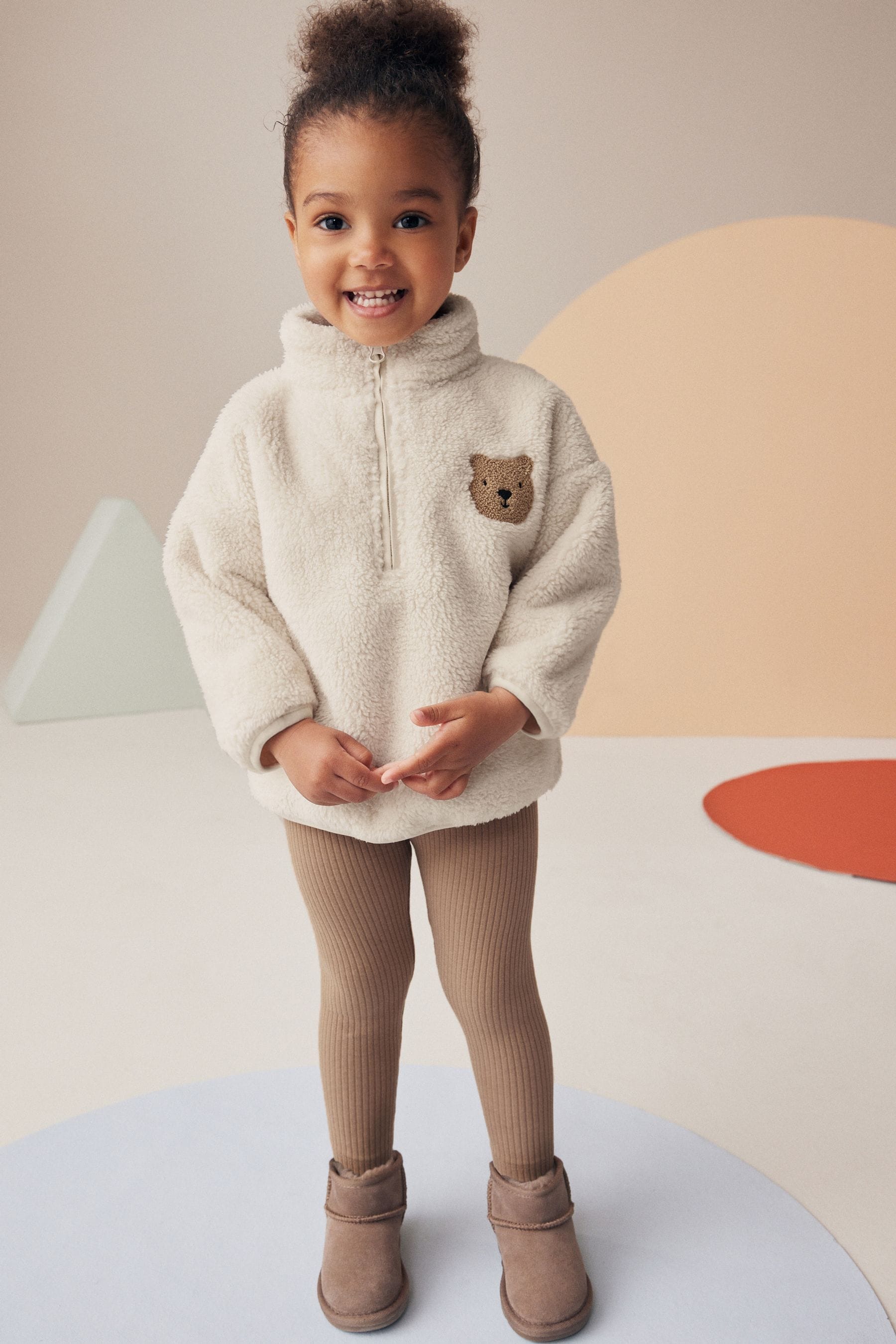 Cream Bear Fleece Sweatshirt & Leggings Set (3mths-7yrs)