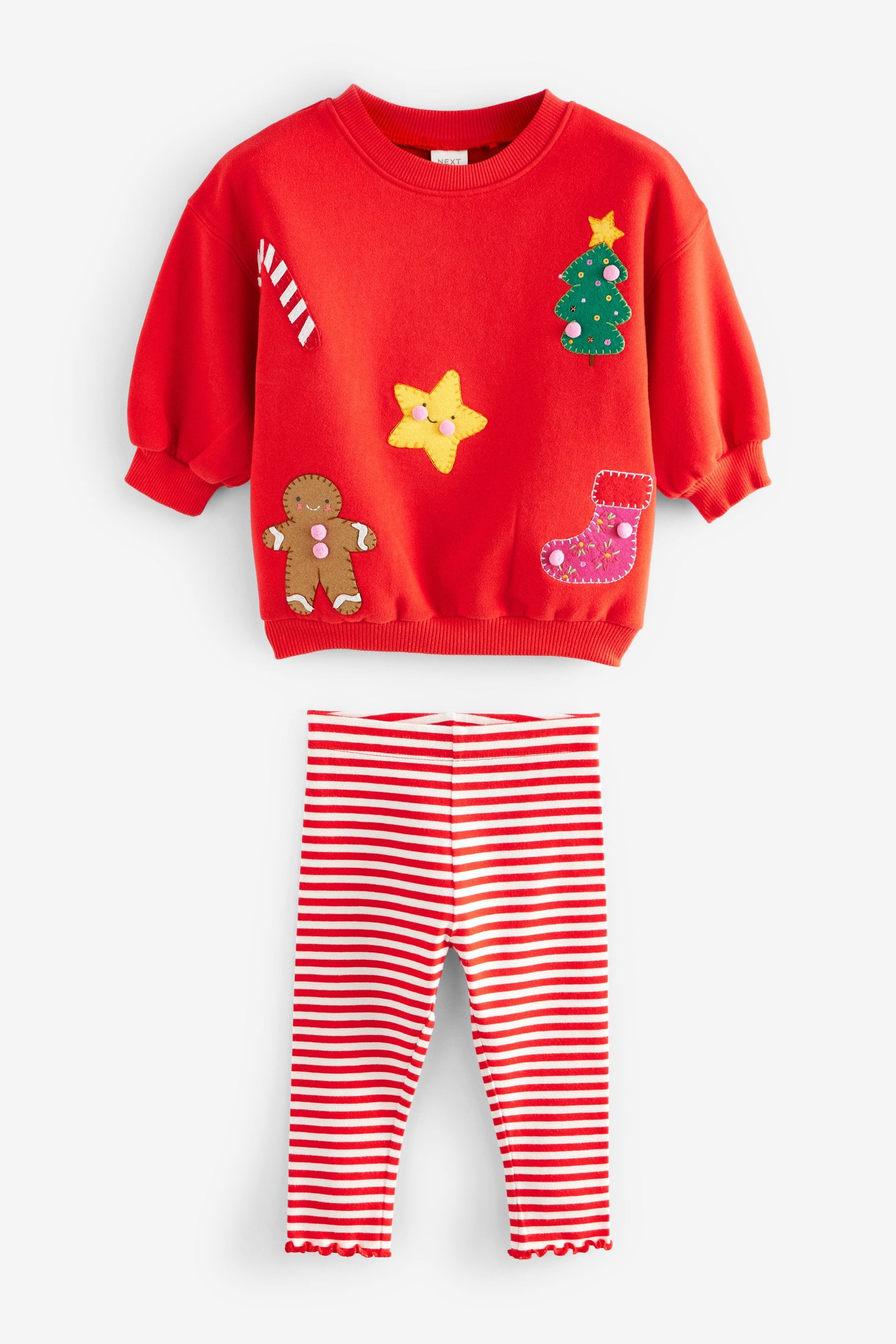 Red Christmas Sweatshirt And Leggings Set (3mths-7yrs)