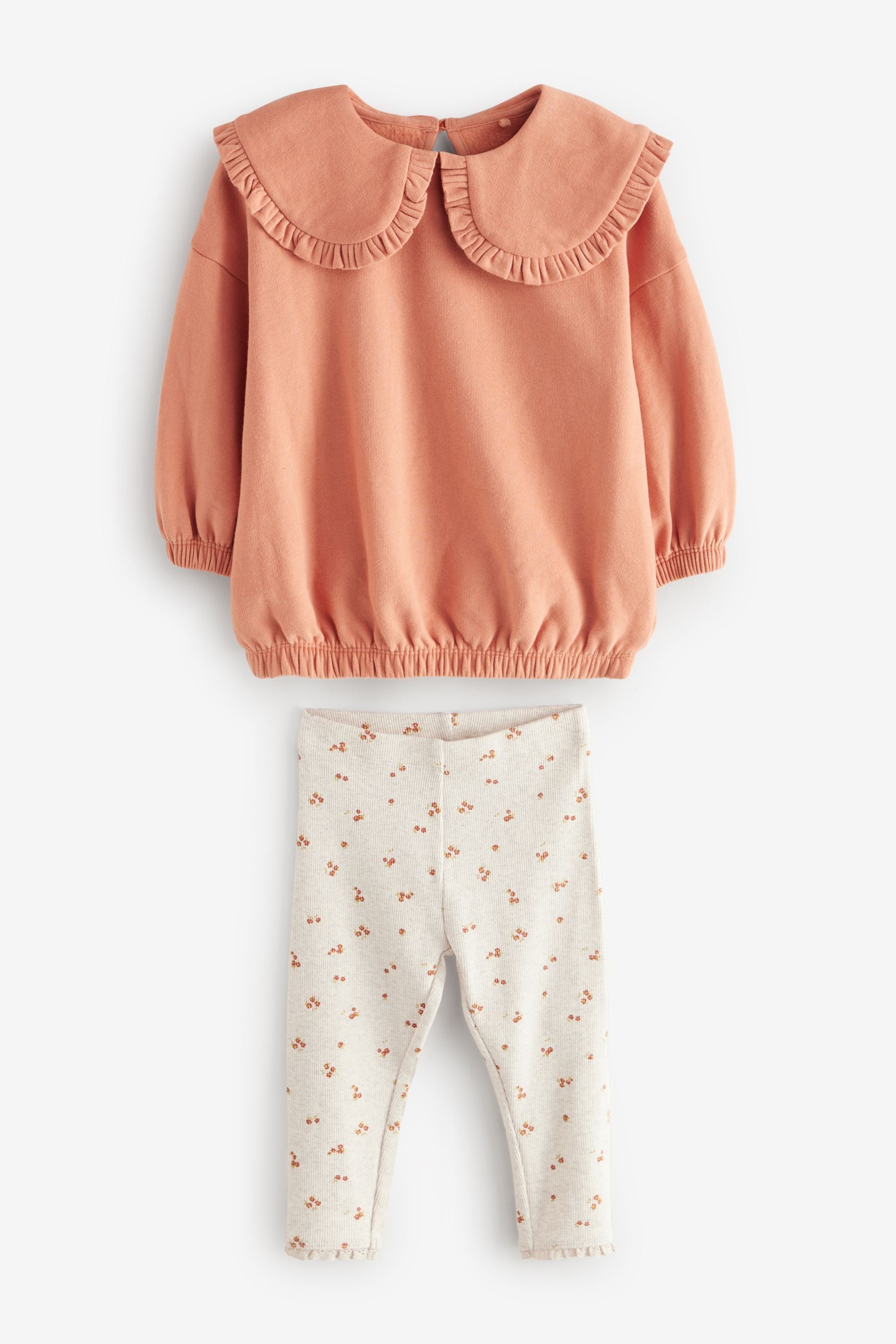 Rust Brown Collar Top And Legging Set (3mths-7yrs)