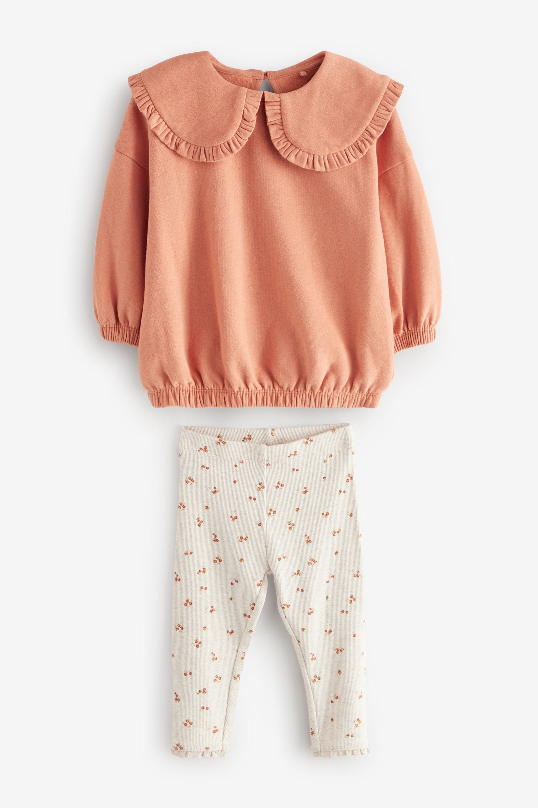 Rust Brown 100% Cotton Collar Top And Legging Set (3mths-7yrs)